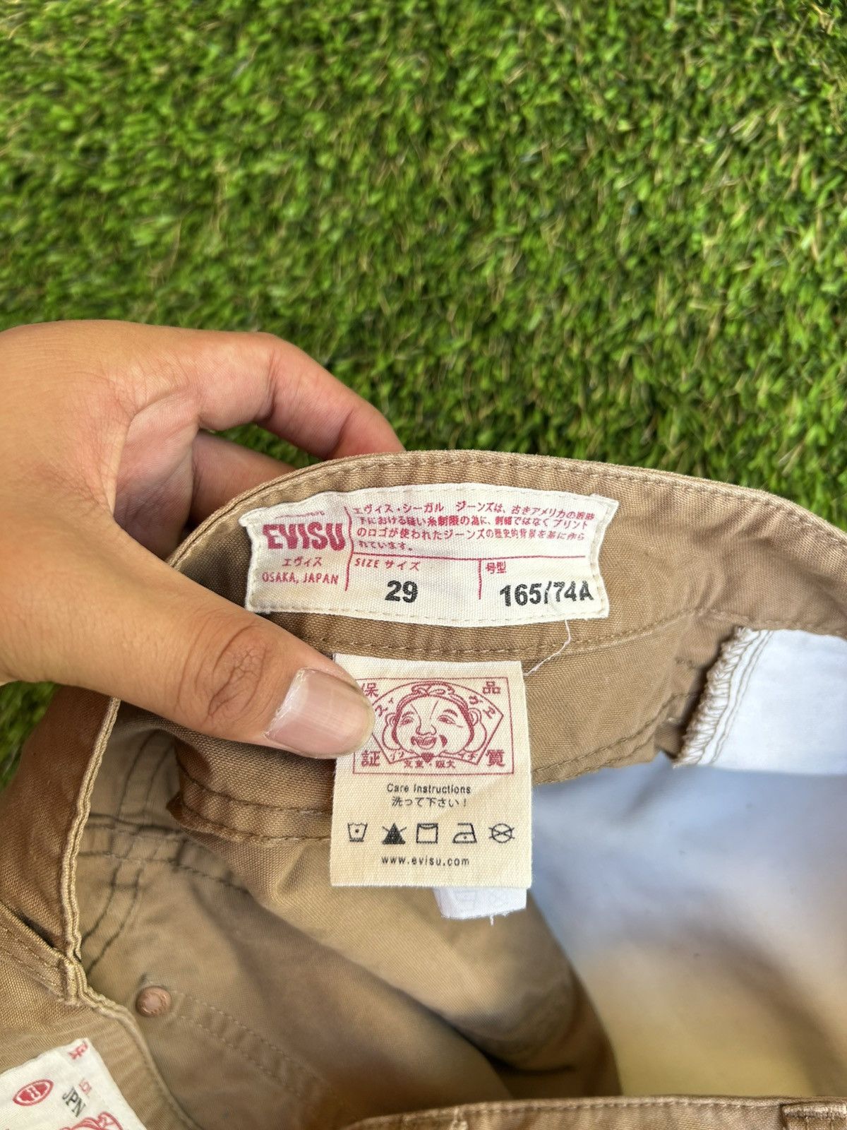 Evisu Evisu Evergreen Seagull Embroidered Work Khaki Pants Size US 29 - 4 Thumbnail