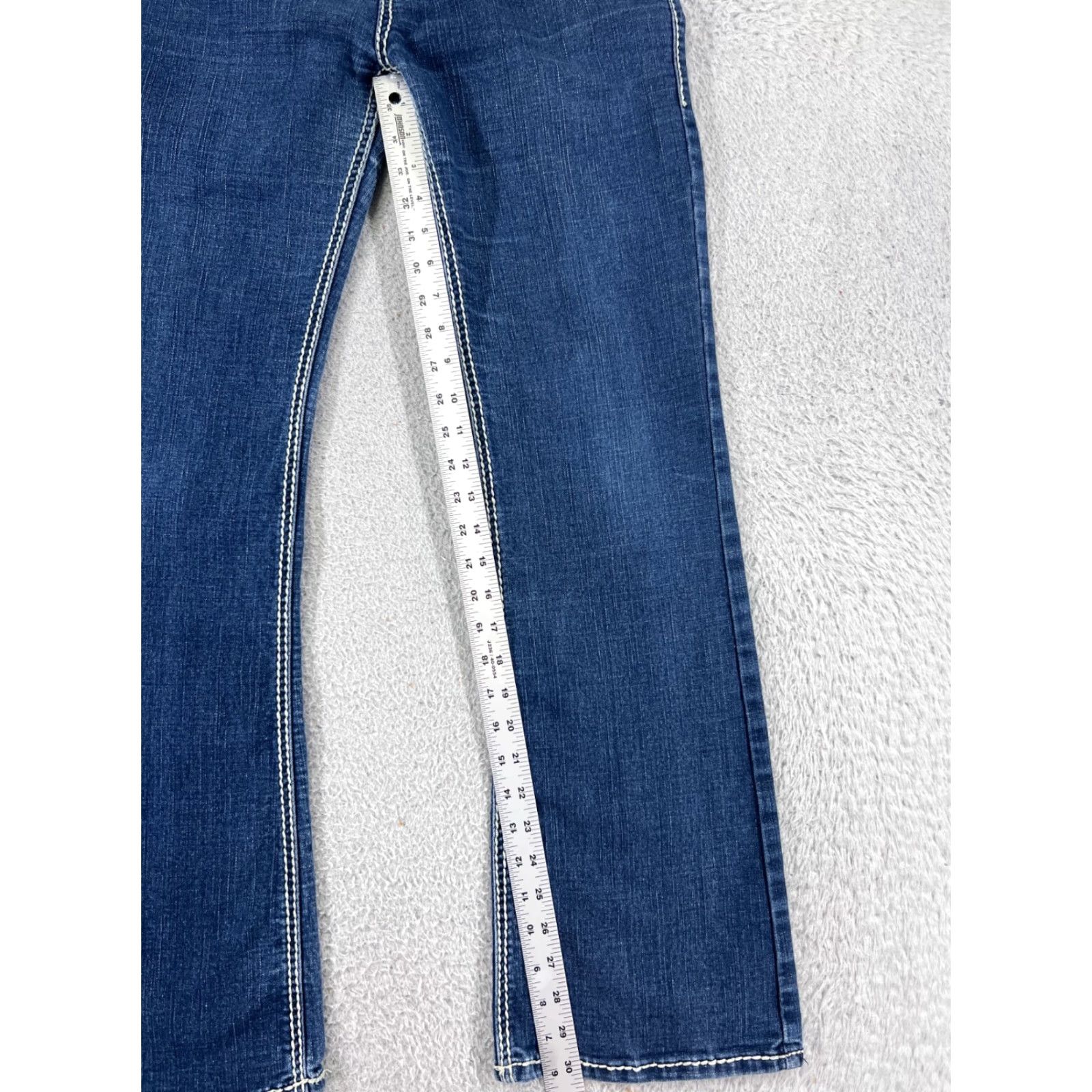 Vintage Blue Asphalt Jeans Women Bootcut 30x30 Denim Cotton Blend Blue 30 Inseam Low Rise 11 Regular Womens Jeans 90s? Size 32" / US 10 / IT 46 - 7 Thumbnail
