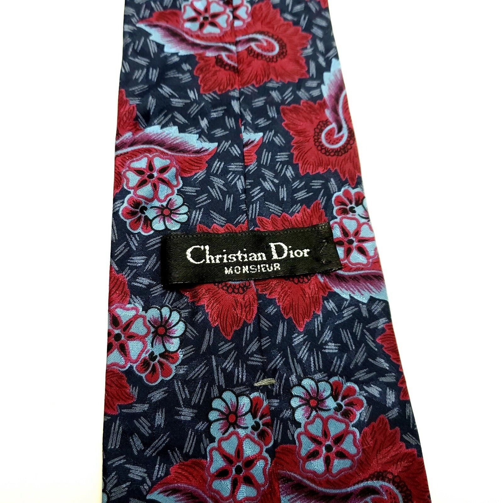 Christian Dior Monsieur Christian Dior Silk Tie Print Red Abstract Short Size ONE SIZE - 3 Thumbnail