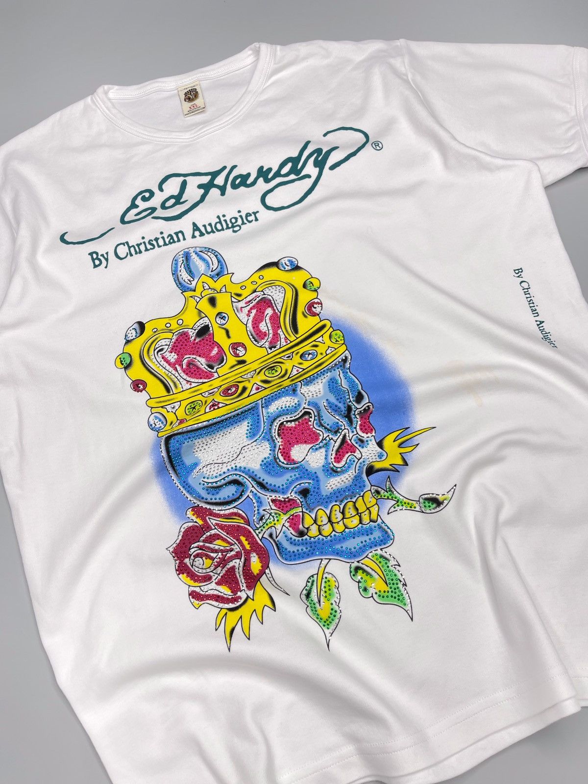 Ed Hardy × Vintage Vintage Y2k Ed hardy by Christian Audigier Skull Tee Size US XXL / EU 58 / 5 - 3 Thumbnail