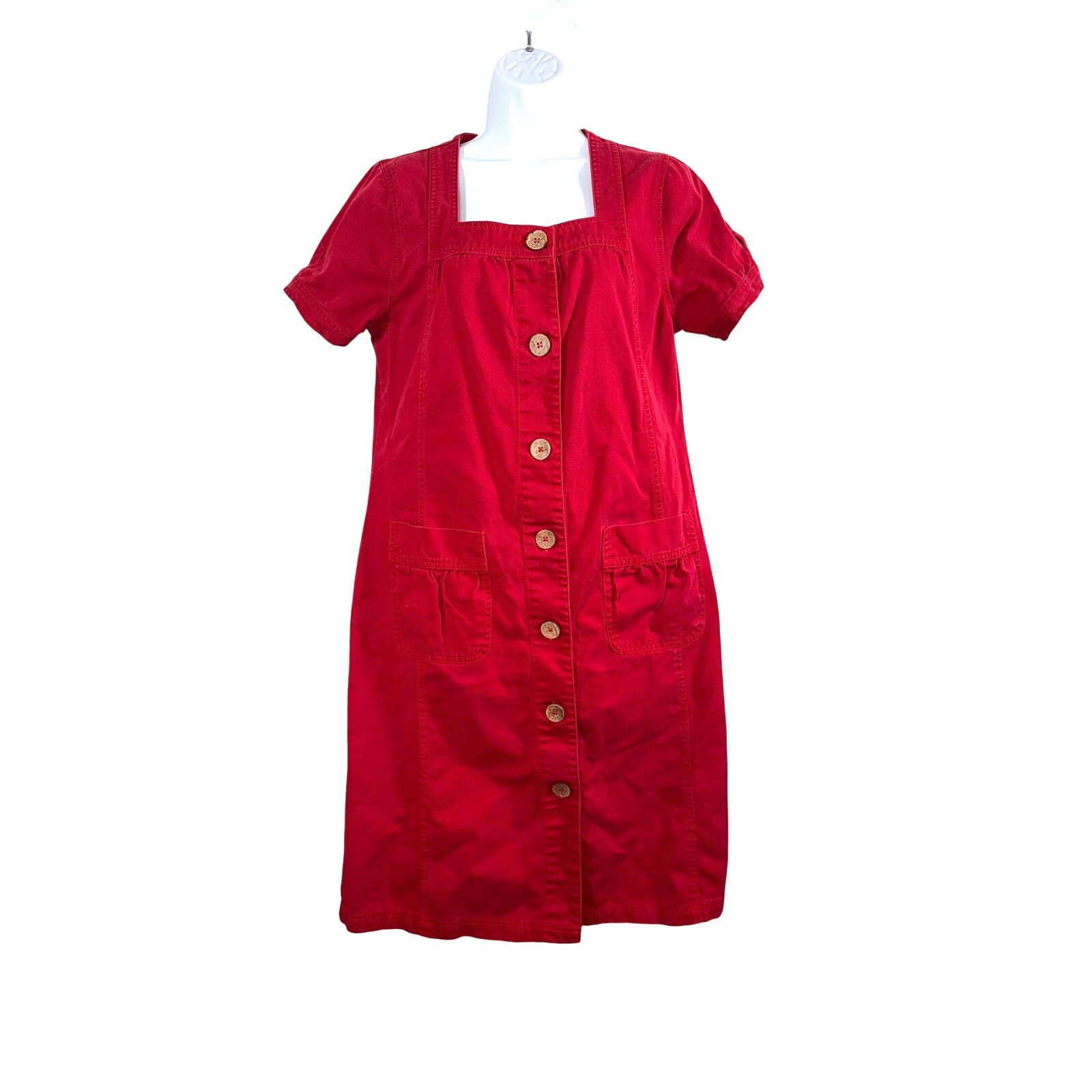 Vintage True Vintage 90s Vicki Wayne Red Denim Dress Size Small Size S / US 4 / IT 40 - 2 Thumbnail