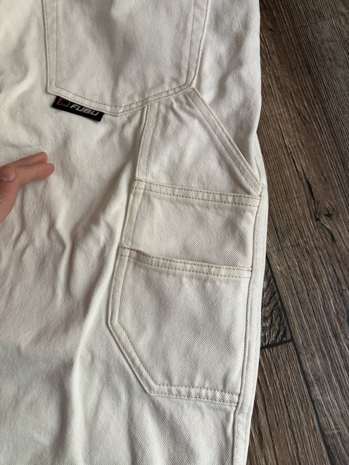 Fubu × JNCO × Vintage Vintage Fubu White Rare Carpenter Cargo Denim Rap Jeans Size US 34 / EU 50 - 5 Thumbnail
