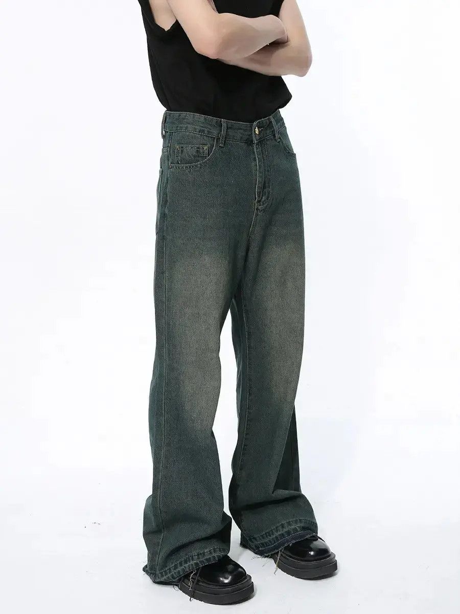 Japanese Brand Retro loose fringe micro flared jeans Size US 32 / EU 48 - 1 Thumbnail