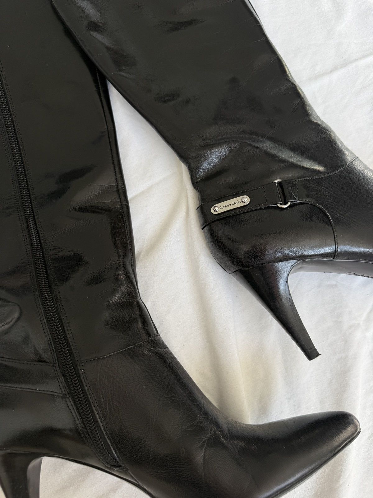 Calvin Klein Black Leather Boots Size US 8.5 / IT 38.5 - 2 Thumbnail