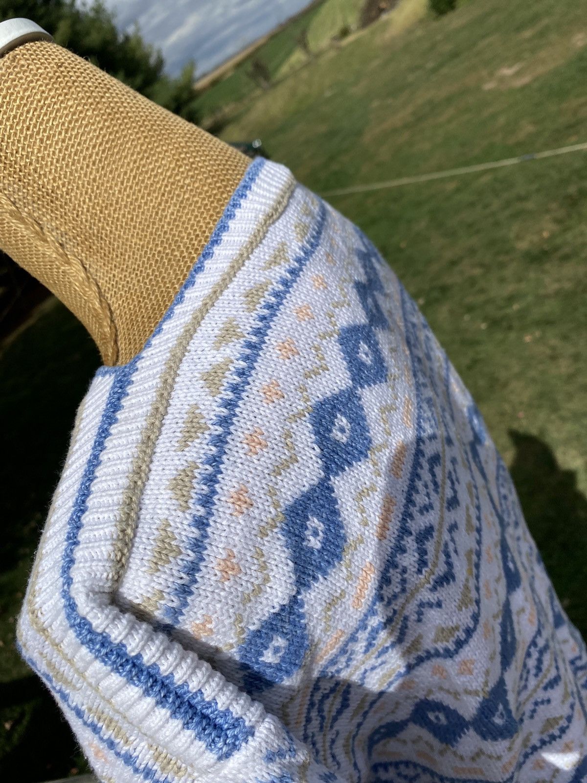 Other Jayson Younger Women’s White Blue Sage Peach Sweater Cotton Size M / US 6-8 / IT 42-44 - 7 Thumbnail