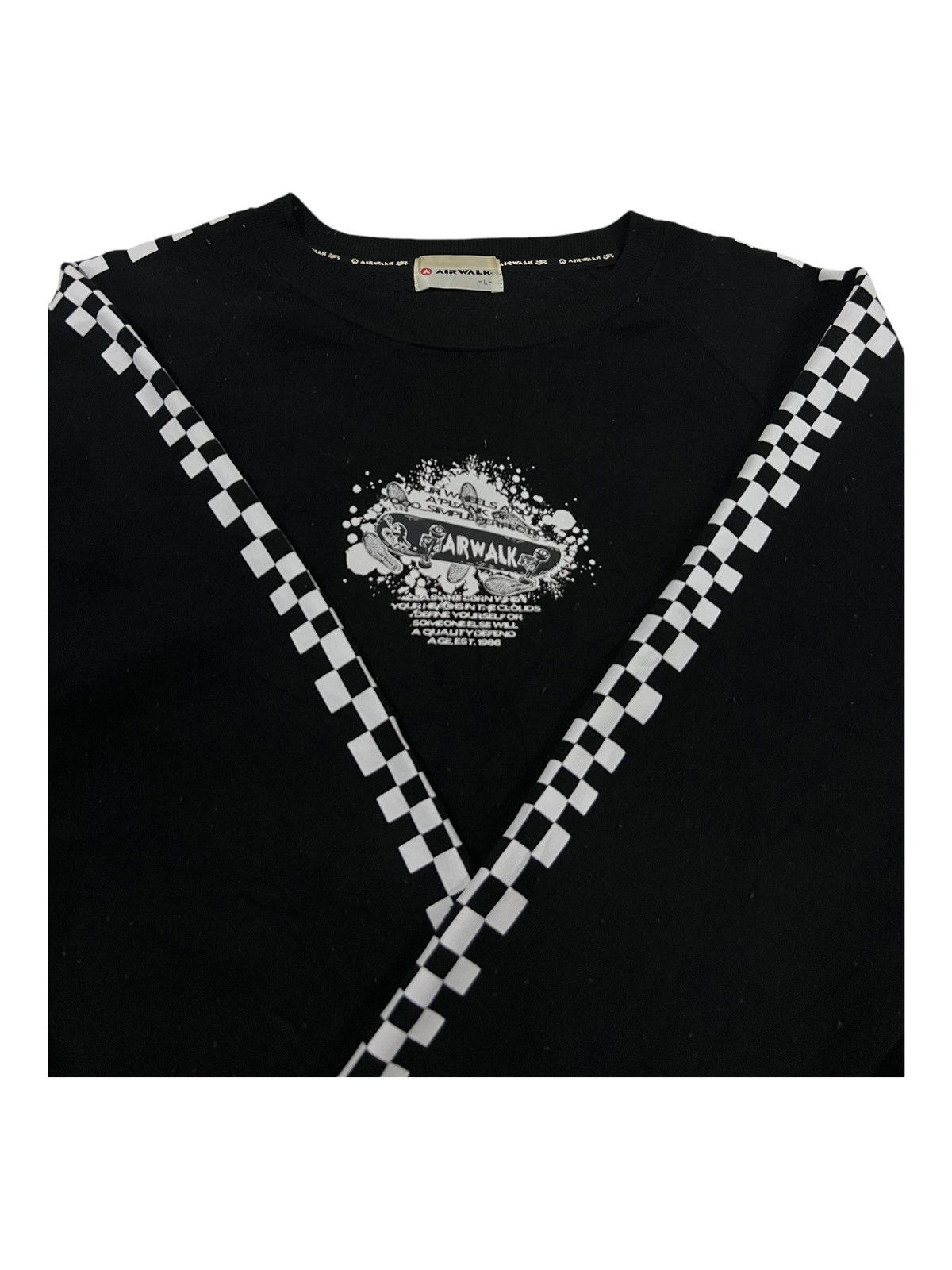 Airwalk × Hook-Ups Y2K Airwalk Skateboard Logo Checked Sleeve Crewneck Sweater Size US L / EU 52-54 / 3 - 1 Thumbnail