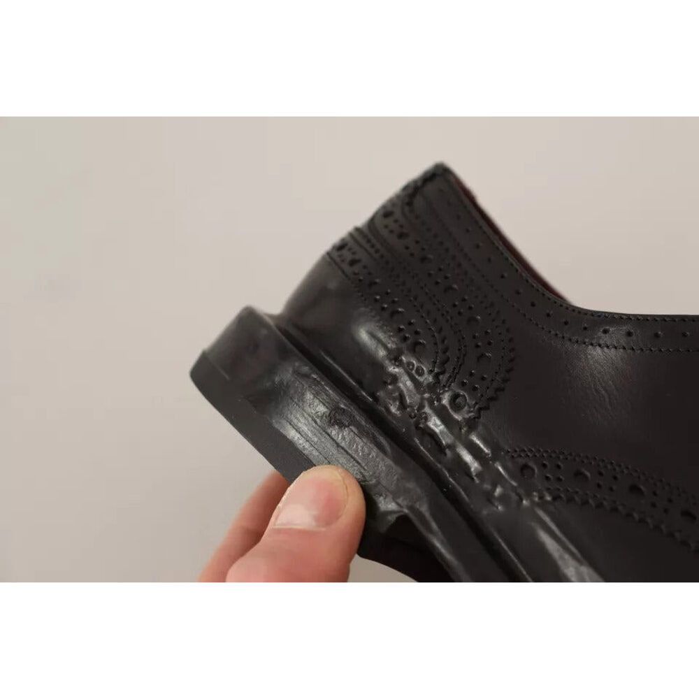 Dolce & Gabbana Dolce & Gabbana Black Perforated Leather Lace Up Derby Shoes Size US 7 / EU 40 - 8 Thumbnail