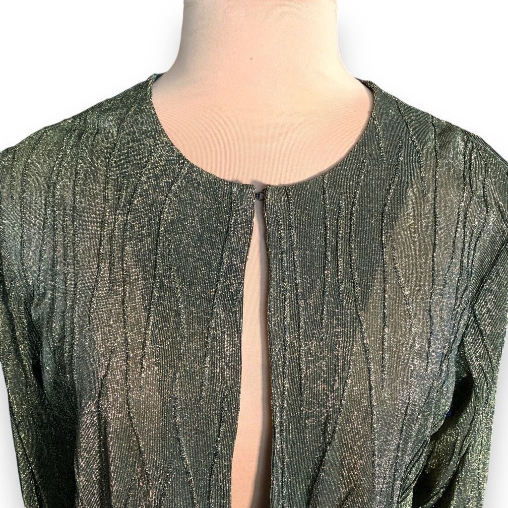 Vintage Vintage Lana Lee Petite Metallic Gold Textured Open Front Lo Size M / US 6-8 / IT 42-44 - 2 Thumbnail