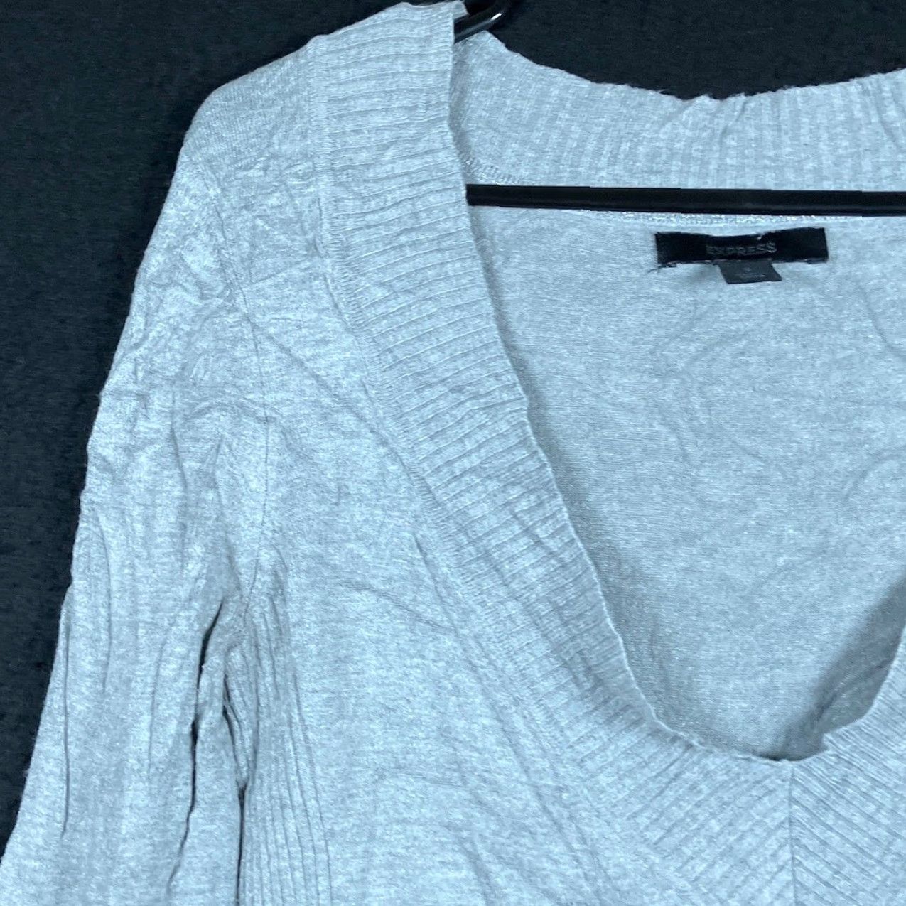 Express Express Womens Sweater Gray V Neck Knitted Long Sleeve Stretch Small S Size S / US 4 / IT 40 - 4 Thumbnail