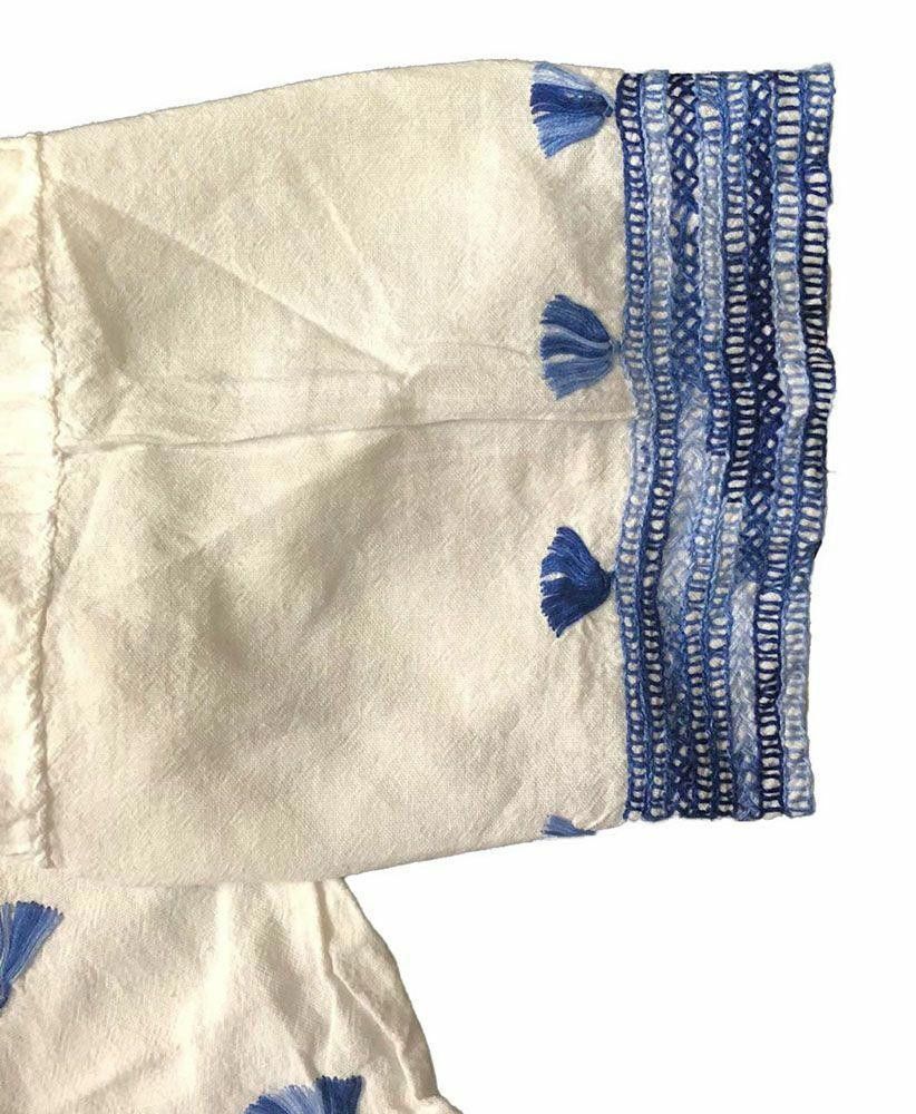 Designer New White Hand Made Bluse L Size L / US 10 / IT 46 - 4 Thumbnail
