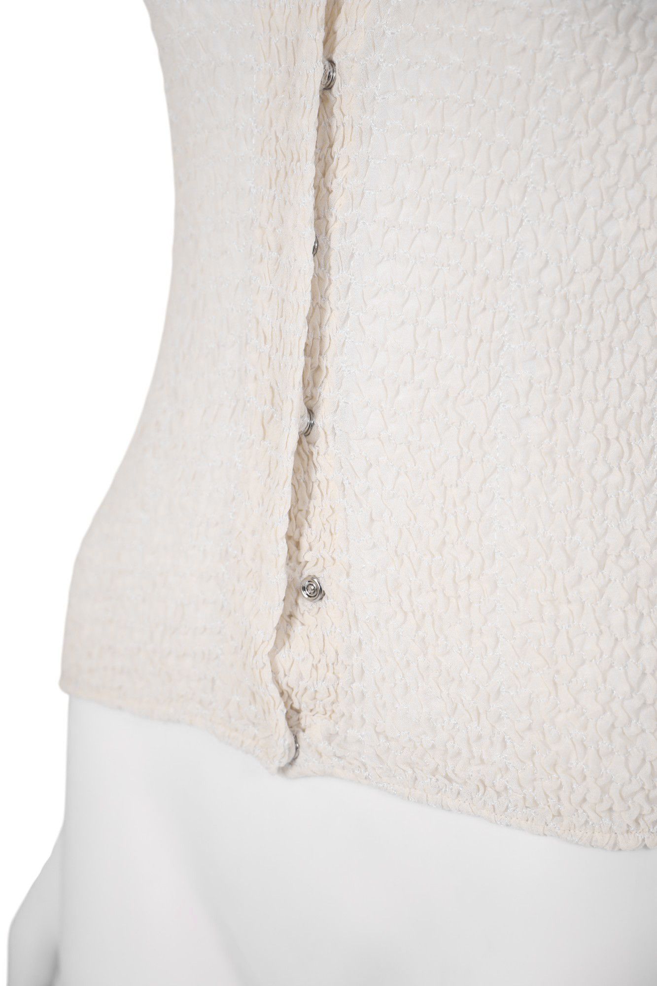 Emporio Armani S/S 2000 Semitransparent Ruched White Cardigan Size S / US 4 / IT 40 - 5 Thumbnail