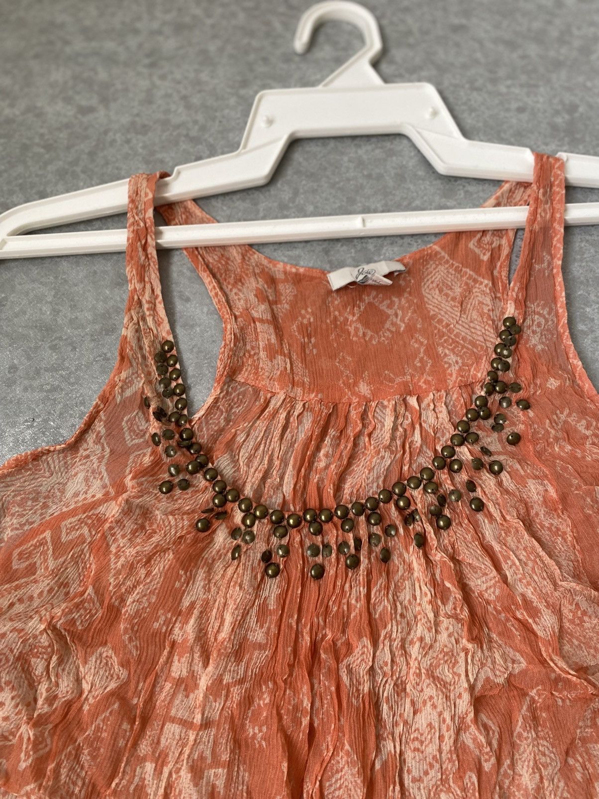 Other Joie Boho Sleeveless Chiffon Top with Beaded Neckline Size L / US 10 / IT 46 - 2 Thumbnail