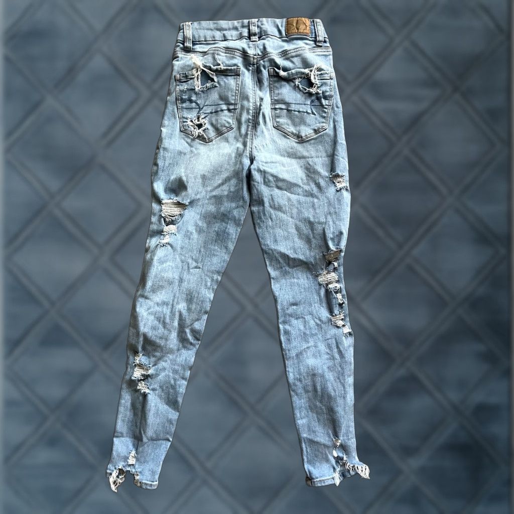 American Eagle Outfitters American Eagle Outfitters Jegging Jeans Womens 00 Blue High Rise Distressed Crop 5-Pocket Stretch Denim Size 24" / US 00 / IT 34 - 1 Thumbnail