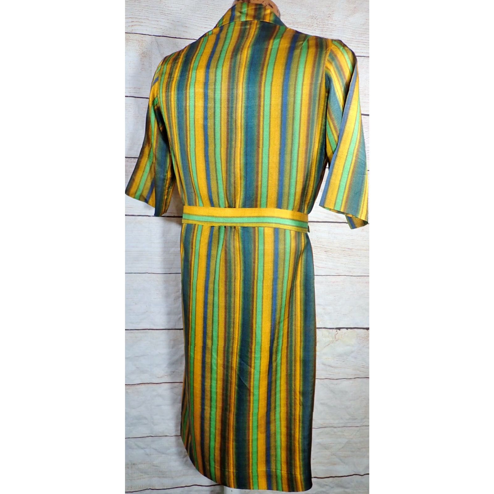 Vintage Vintage Peggy Lou California 50s 60s Dress Womens Midi Belted A-Line Retro Green Gold Brown Teal Mid Century Size M / US 6-8 / IT 42-44 - 5 Thumbnail