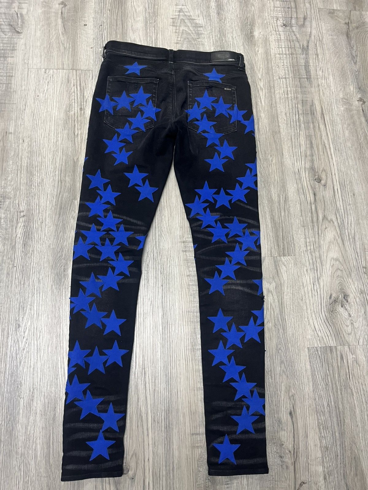 Amiri Amiri Alchemist Suede Stars Blue Aged Black Denim Size US 32 / EU 48 - 4 Thumbnail