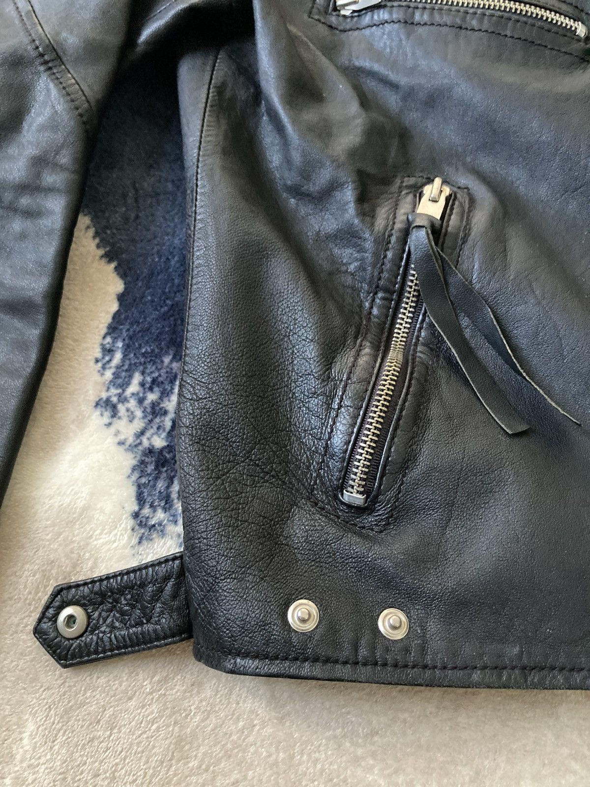 Vintage 80s Ramones Real Leather Natural Washed Biker Jacket Size US XS / EU 42 / 0 - 3 Thumbnail