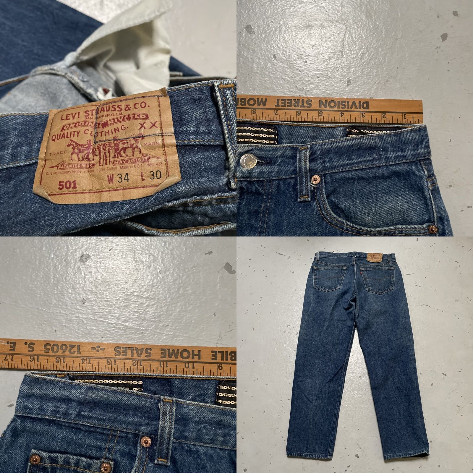 Levi's VINTAGE Levi’s 501 Jeans Denim Medium Blue 34x30 Made USA 90s 34x30 Mens Leather? No. Size US 34 / EU 50 - 8 Thumbnail