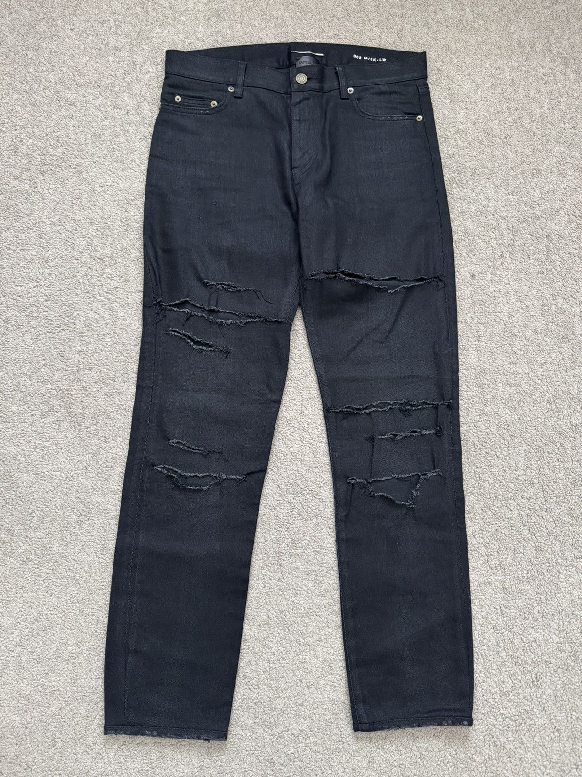 Saint Laurent Paris SLP FW14 D02 Distressed Denim Crash Jeans