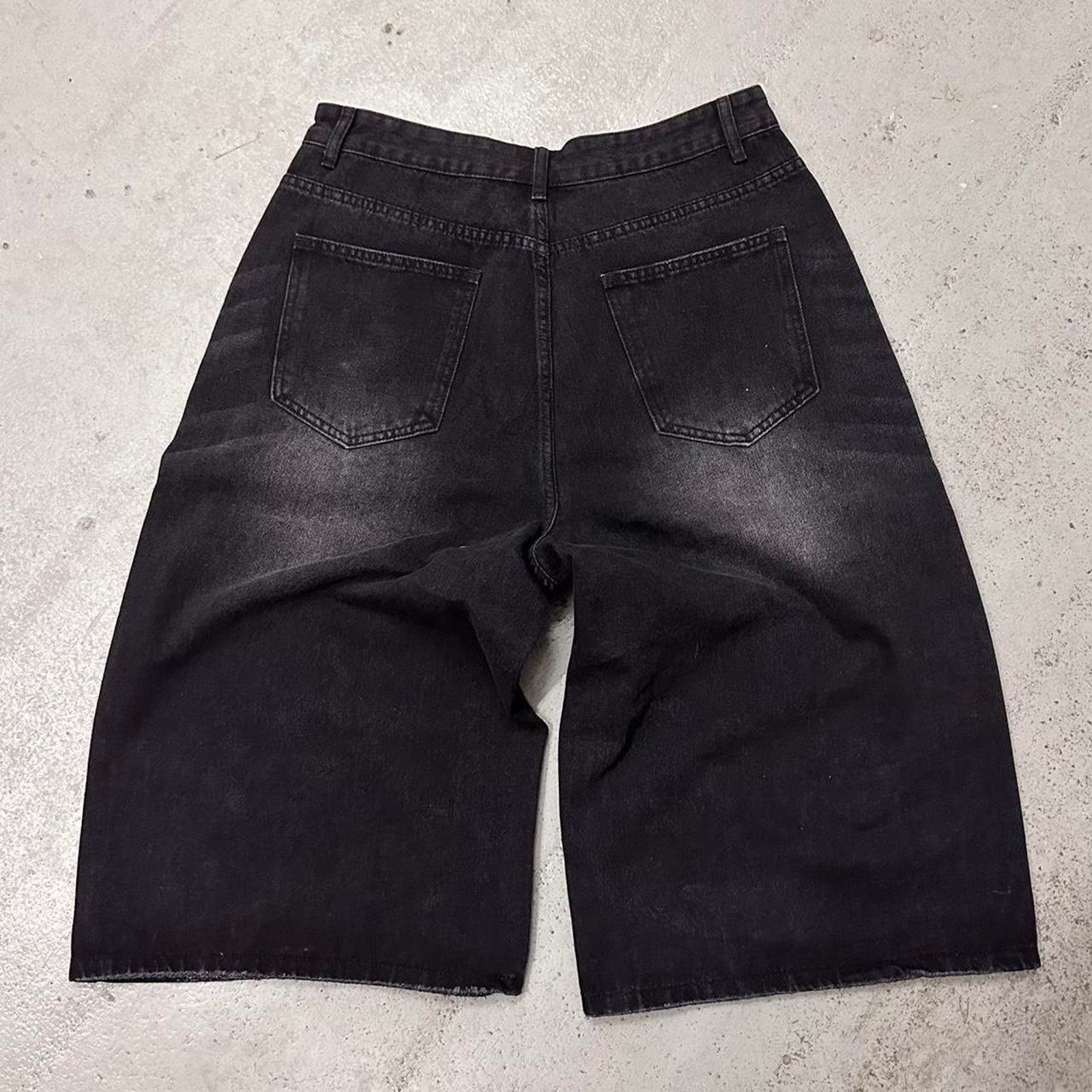 Vintage BLACK FADE WIDE LEG BAGGY JORTS 34 WAIST Size US 34 / EU 50 - 4 Thumbnail