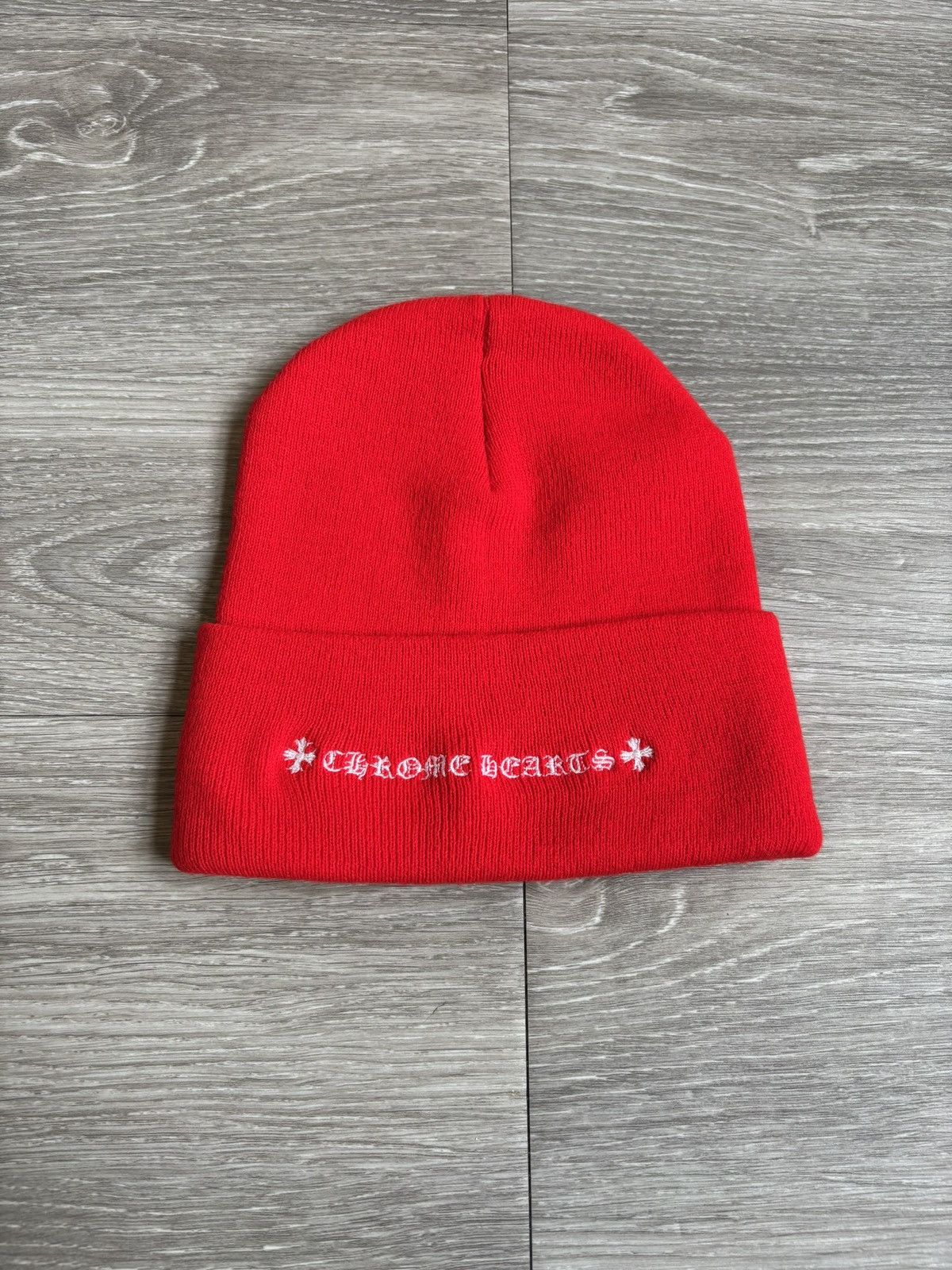 Chrome Hearts Chrome Hearts Red Triple Cross Cemetery Beanie Size ONE SIZE - 5 Thumbnail
