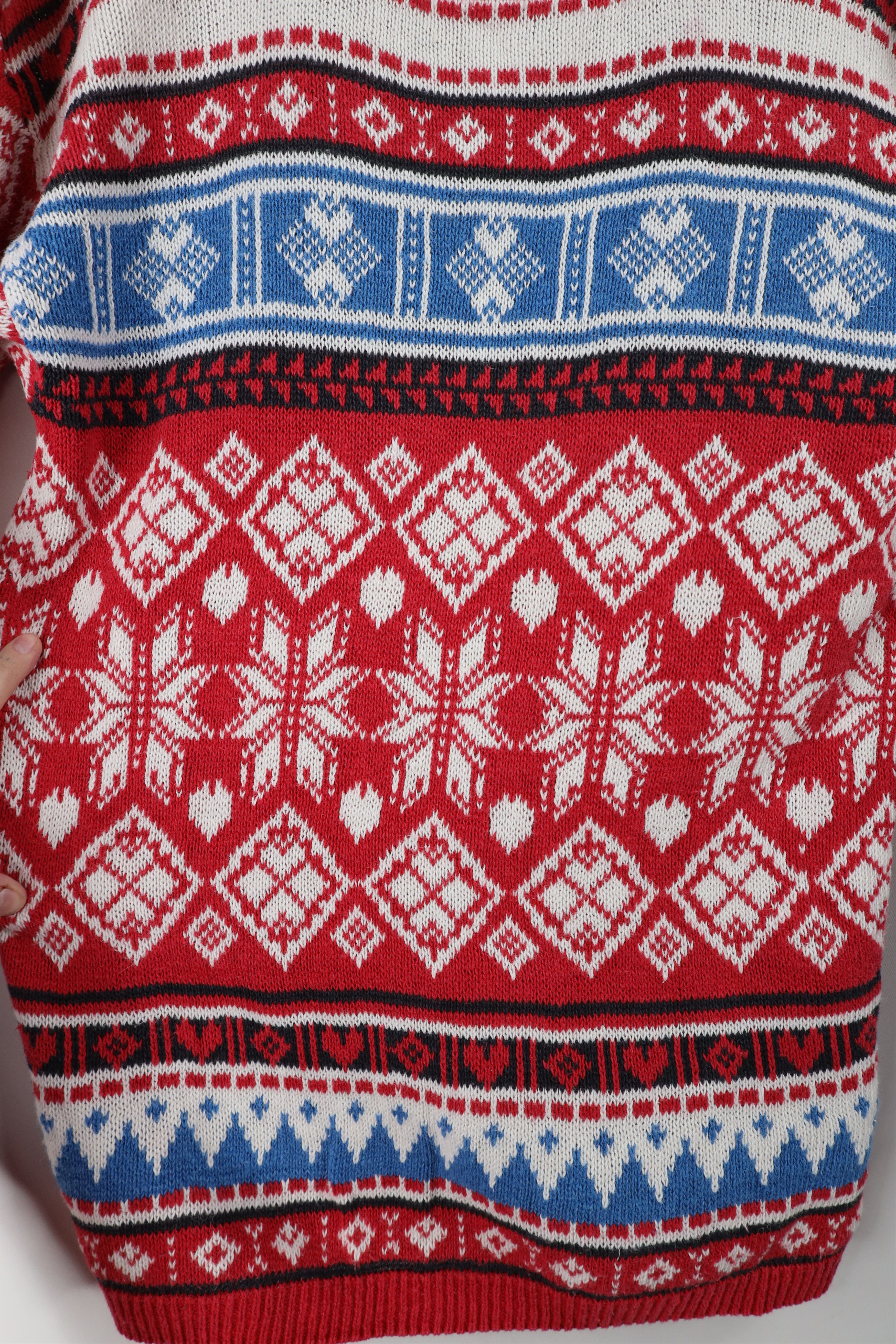 Vintage Vintage 90s Streetwear Heart Snowflake Knit Sweater Size S / US 4 / IT 40 - 6 Thumbnail