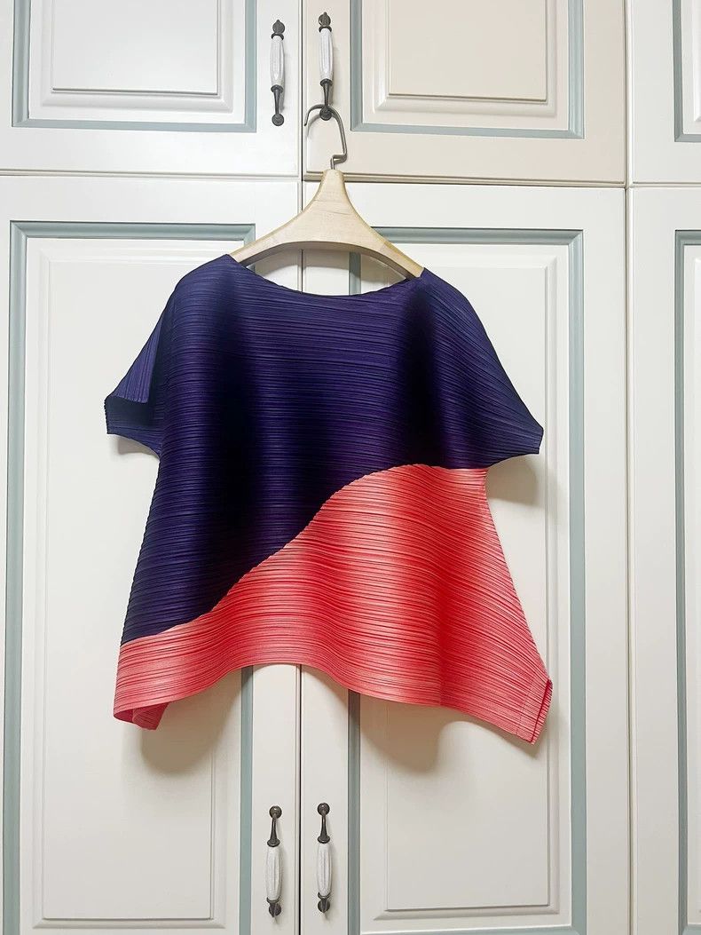 Issey Miyake Issey Miyake size:3 Pink and purple striped short-sleeved Size S / US 4 / IT 40 - 2 Thumbnail