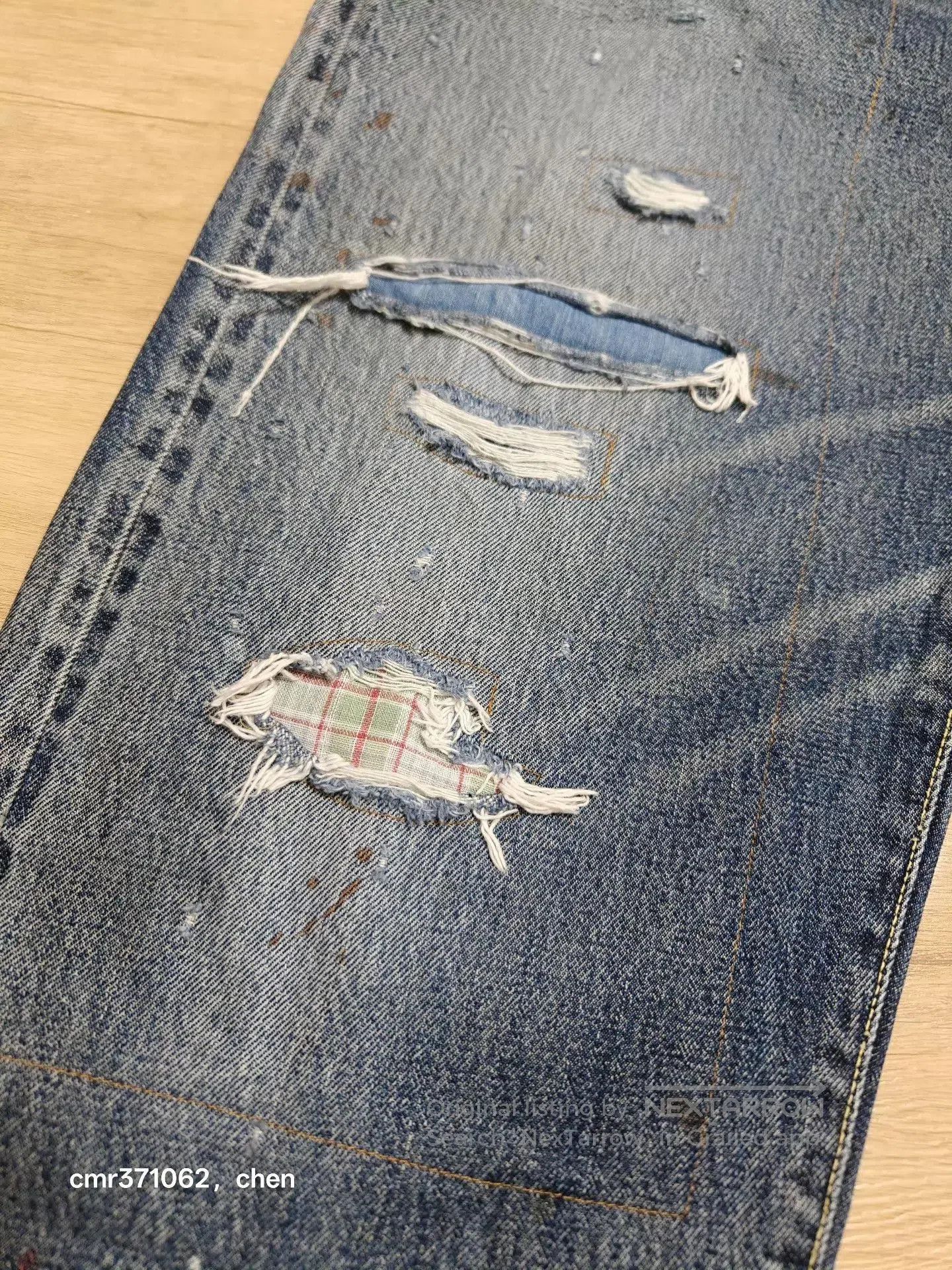 Visvim Blue Distressed Denim Jeans with Patch Details. Size US 36 / EU 52 - 3 Thumbnail