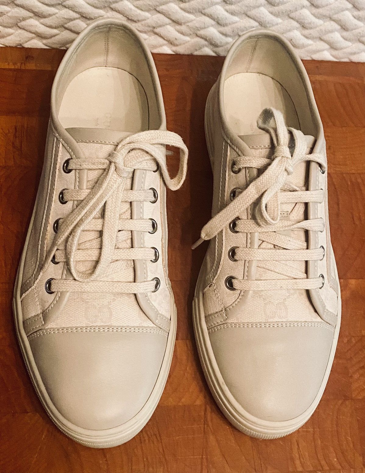 Gucci Gucci 🇮🇹 Women's GG Cement Kanvas/Leather Captoe Sneakers 39 Size US 9 / IT 39 - 8 Thumbnail