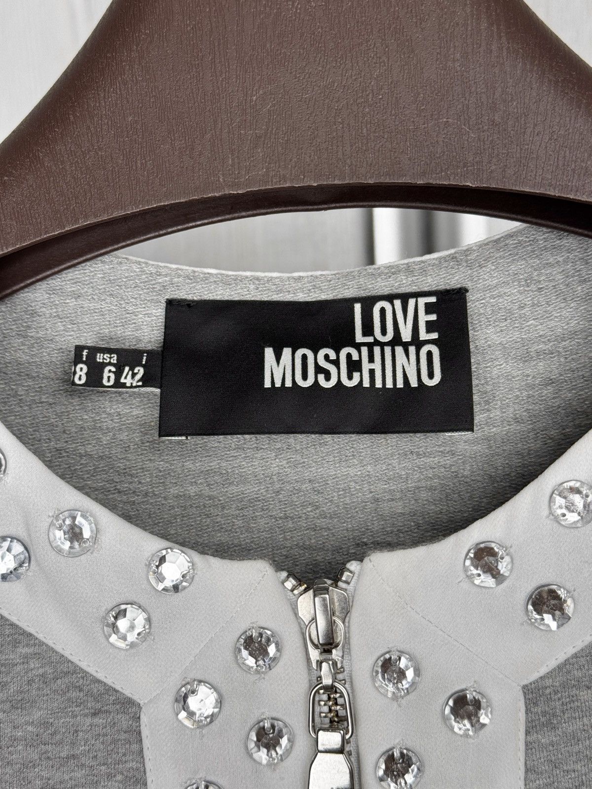 Love Moschino Love Moschino Grey Studded Cotton Cardigan Full zip jacket Size M / US 6-8 / IT 42-44 - 10 Thumbnail