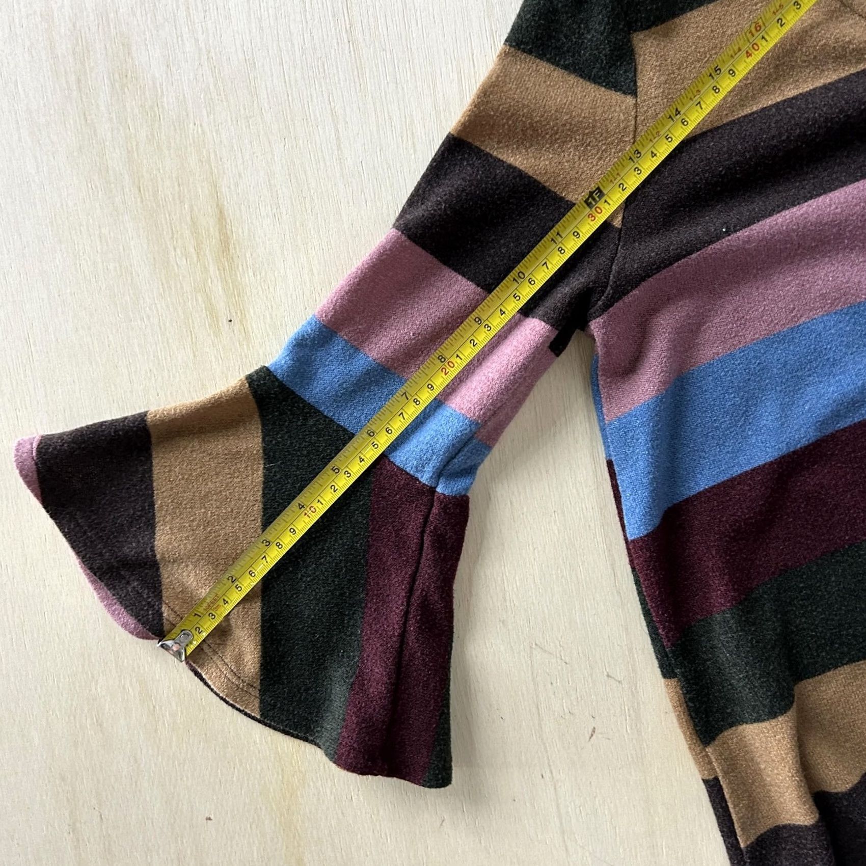 Bell Y2K Bell Sleeve V Neck Tie Shirt Womens Small Multicolor Stripe 3/4 Hem Top Shirt Womens XS? Size S / US 4 / IT 40 - 4 Thumbnail