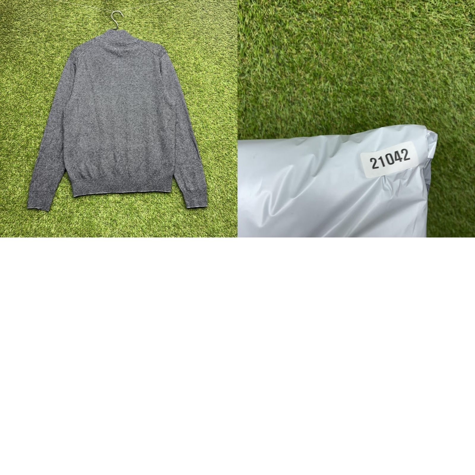 Bonobos Bonobos Sweater Mens Large Gray 1/4 Zip Mock Neck Knit Striped Pullover Casual Size US L / EU 52-54 / 3 - 8 Thumbnail