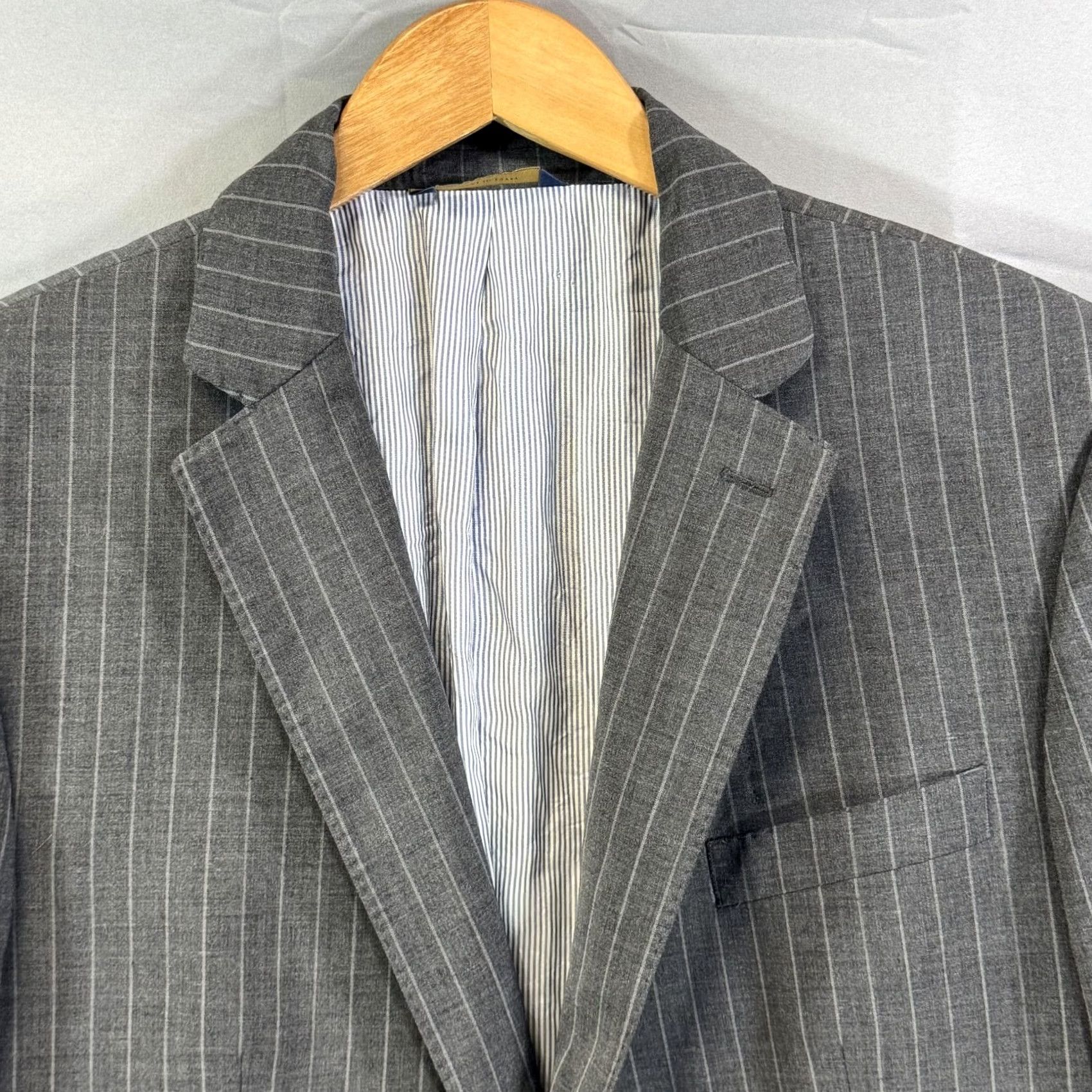 Brooks Brothers Brooks Brothers Blazer Mens 44R Gray Pinstripe Explorer Regent Fit Suit Jacket Classic 2 Piece Notch Lapel Navy Mens Size 44R - 3 Thumbnail
