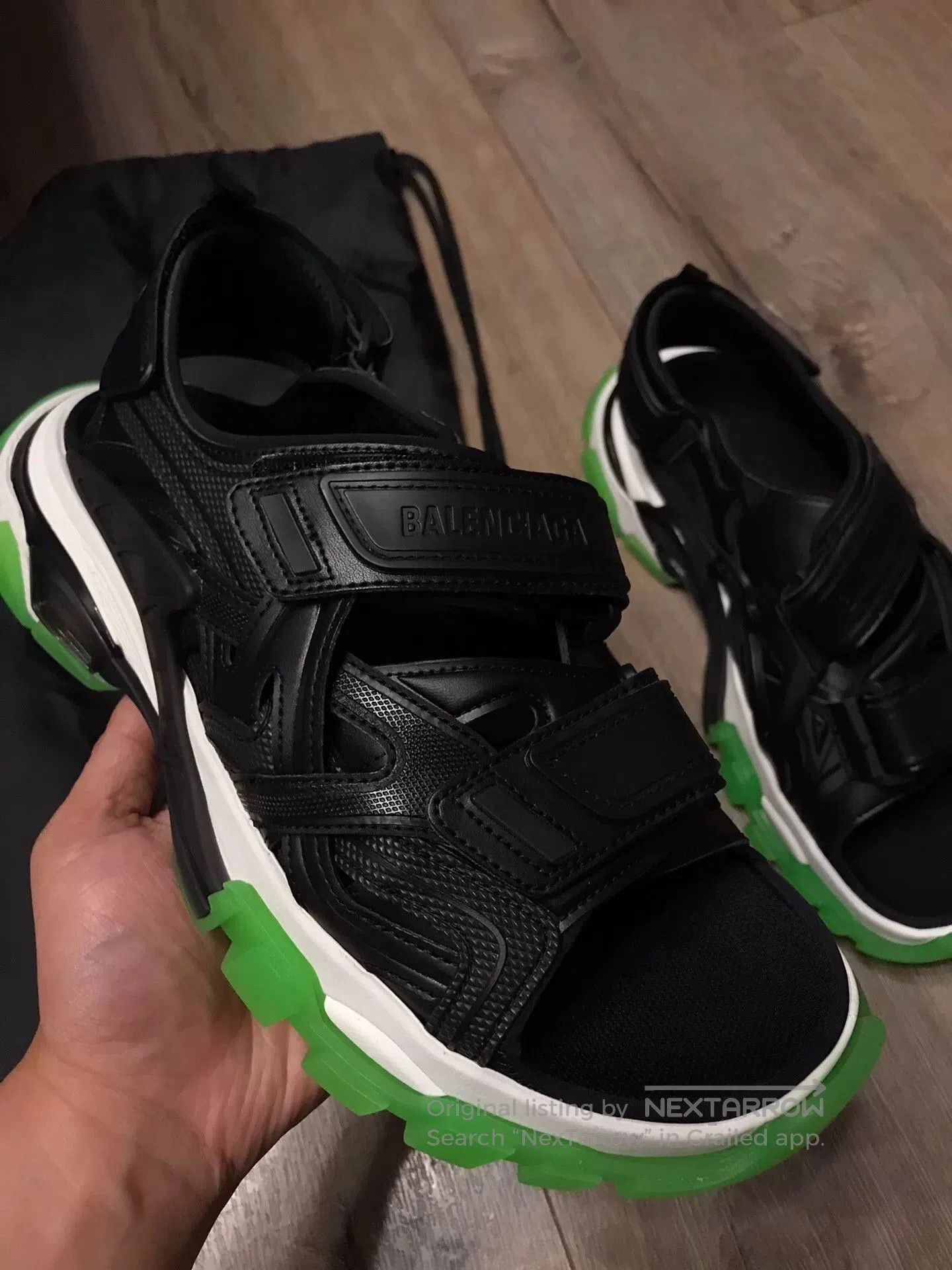 Balenciaga Balenciaga Black Green Sole Sandals. Size US 9 / EU 42 - 2 Thumbnail