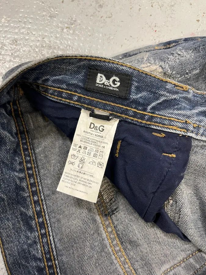 2000s Dolce & Gabbana Blue Denim Distressed Jeans