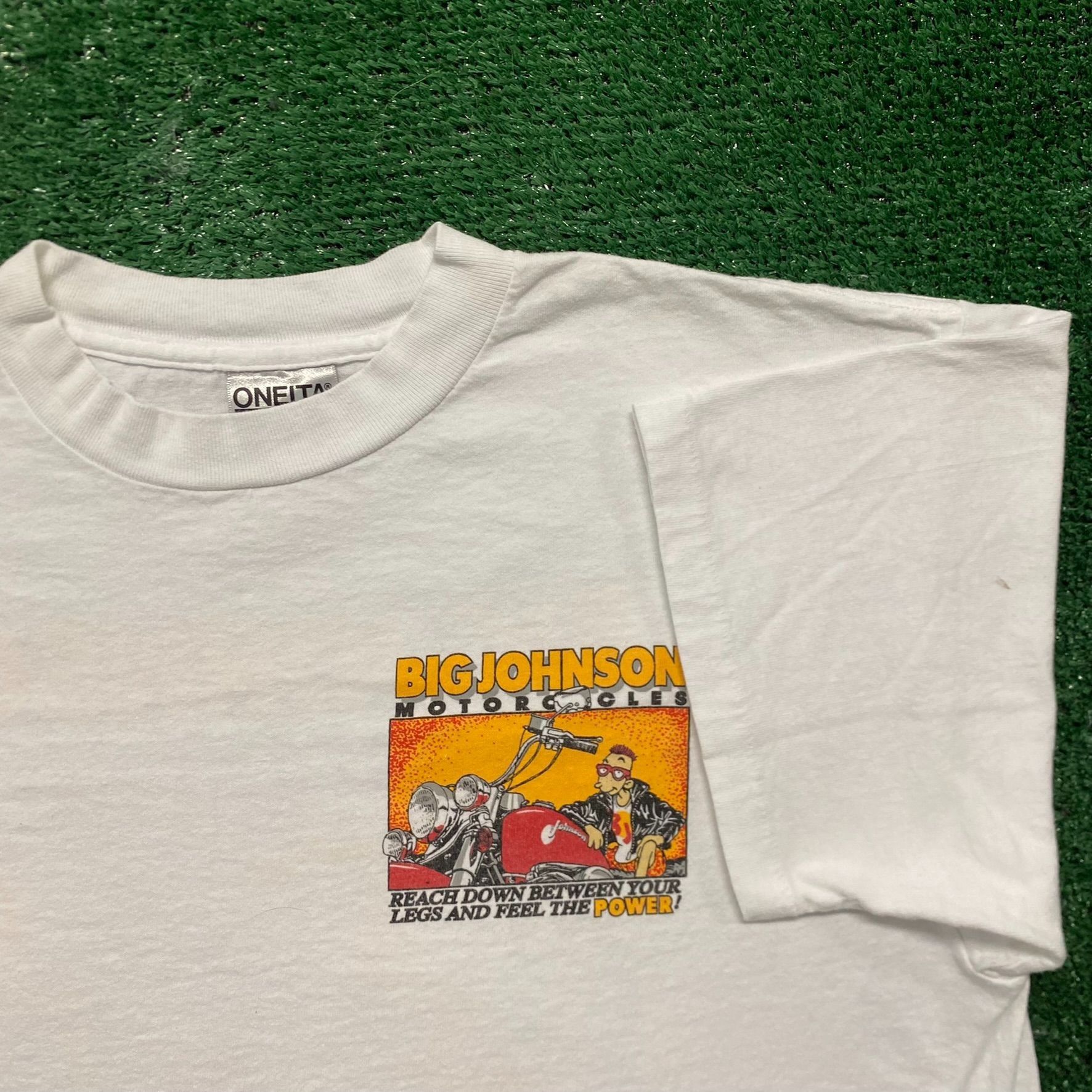 Vintage Vintage 90s Big Johnson Motorcycles Single Stitch Funny Tee Size US L / EU 52-54 / 3 - 6 Thumbnail