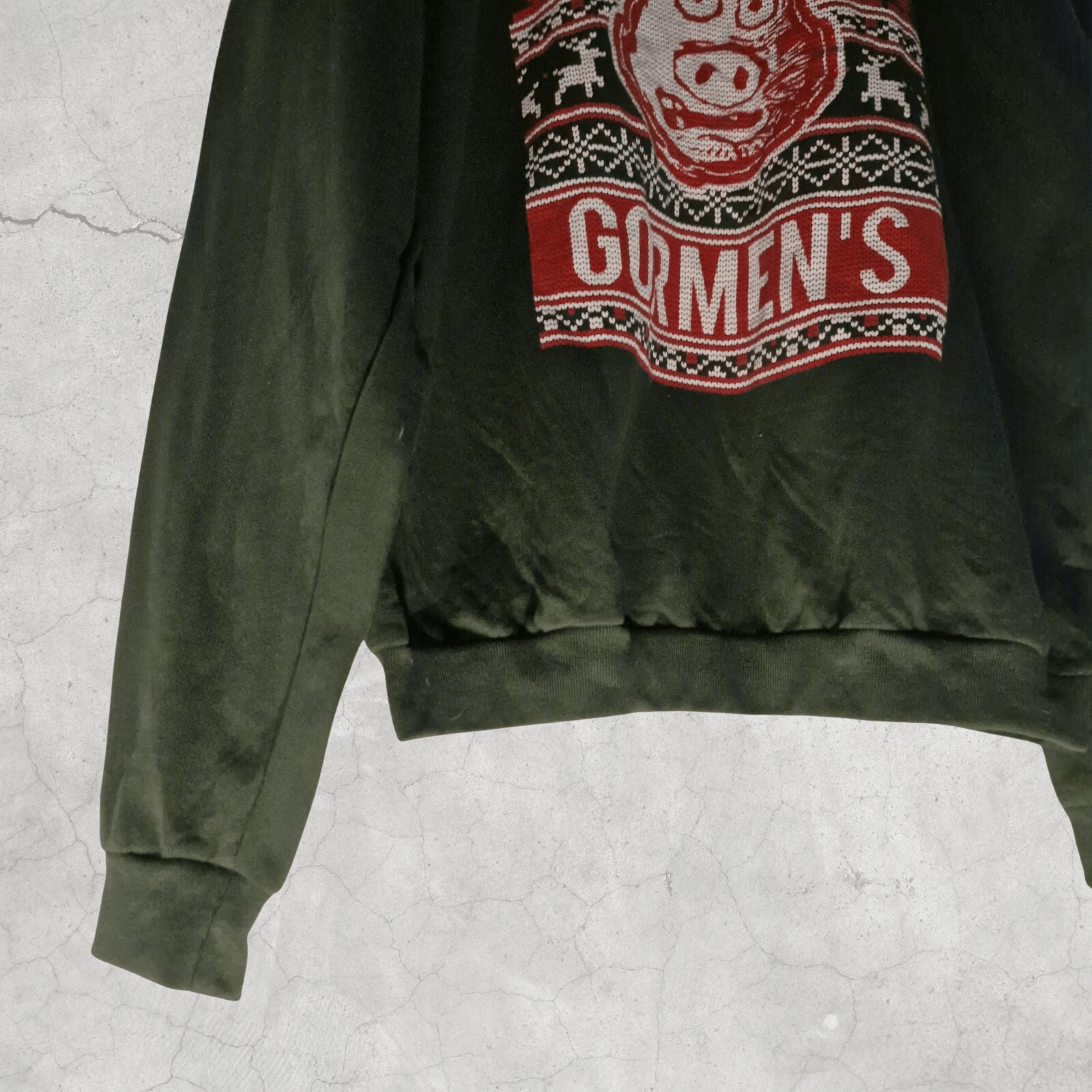 Retrofit × Vintage GORMEN'S Ugly Green Xmas Sweater - Funny Print Jumper 90s Size US L / EU 52-54 / 3 - 5 Thumbnail