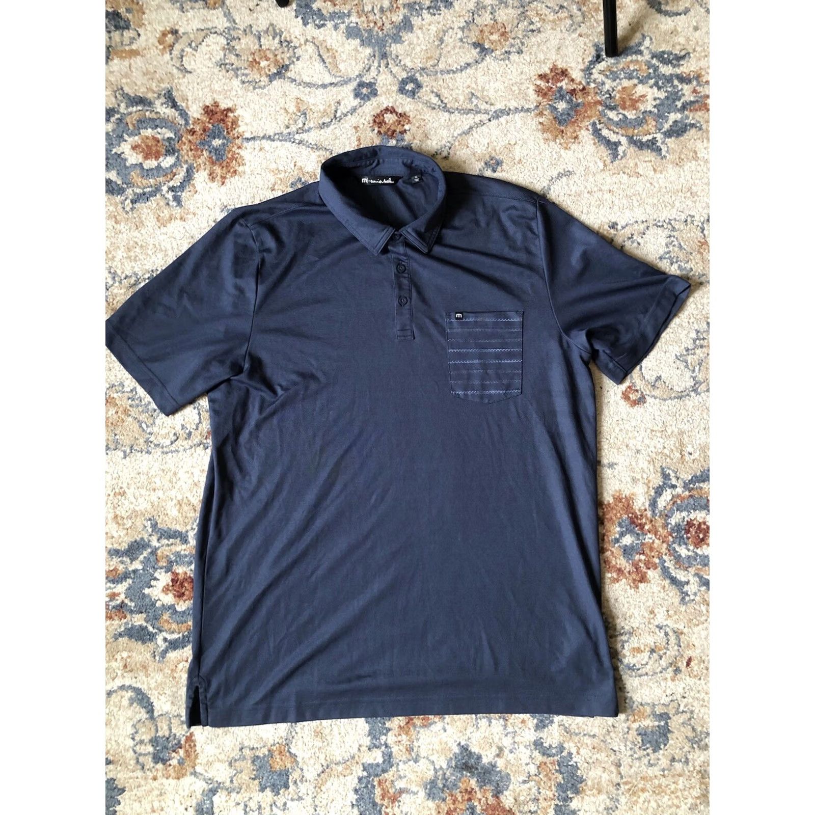 TravisMathew Travis Mathew Polo Shirt Mens Blue Short Sleeve Collared Pullover Regular Fit 2XL Golf Casual Lightweight Size US XXL / EU 58 / 5 - 2 Thumbnail