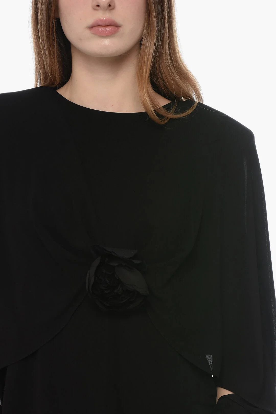 Saint Laurent Paris og1mm0326 Crepe-Jersey Blouse in Black Size M / US 6-8 / IT 42-44 - 3 Thumbnail
