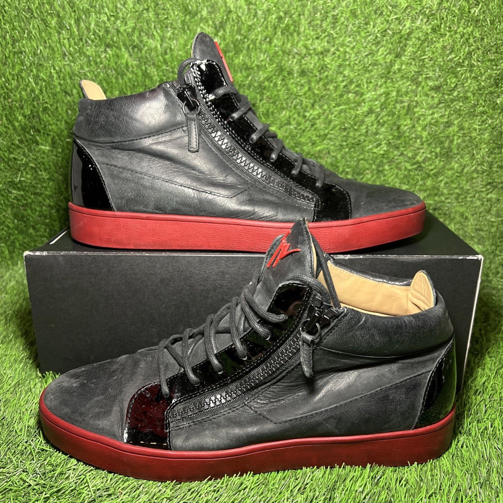 Size 45 - Giuseppe Zanotti Black Red Brek High-Top Sneakers