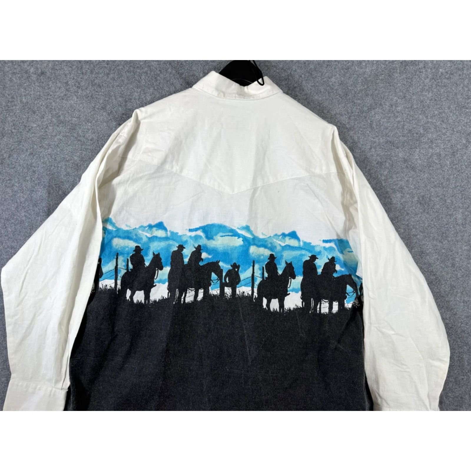 Free Country VINTAGE Pure Country Western Shirt Mens 2XL White Black Cowboy Button-Up Long Sleeve VTG Size US XXL / EU 58 / 5 - 7 Thumbnail