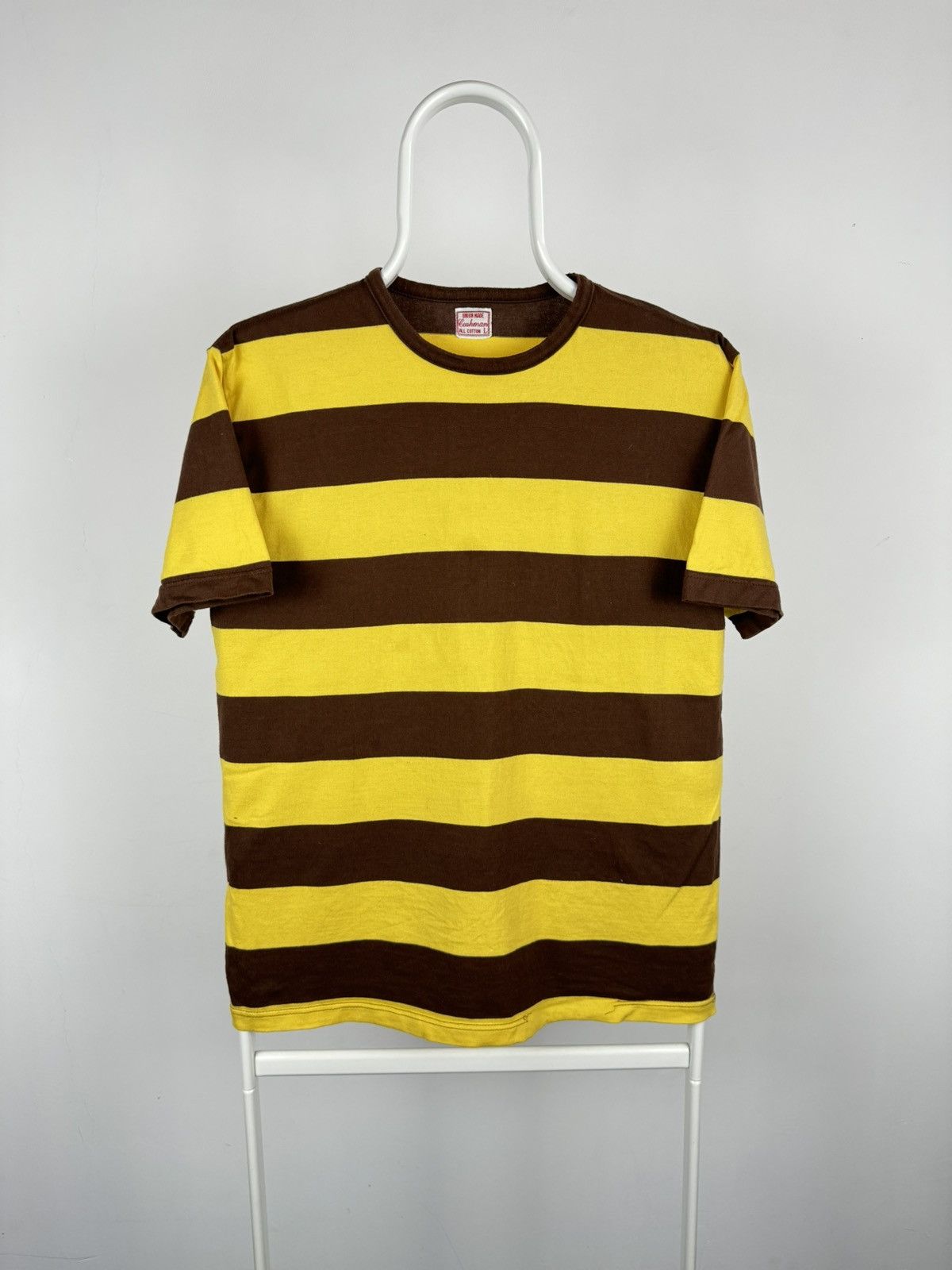 Cushman Vintage Cushman Union Made Striped Yellow Brown Tee Size US L / EU 52-54 / 3 - 1 Thumbnail