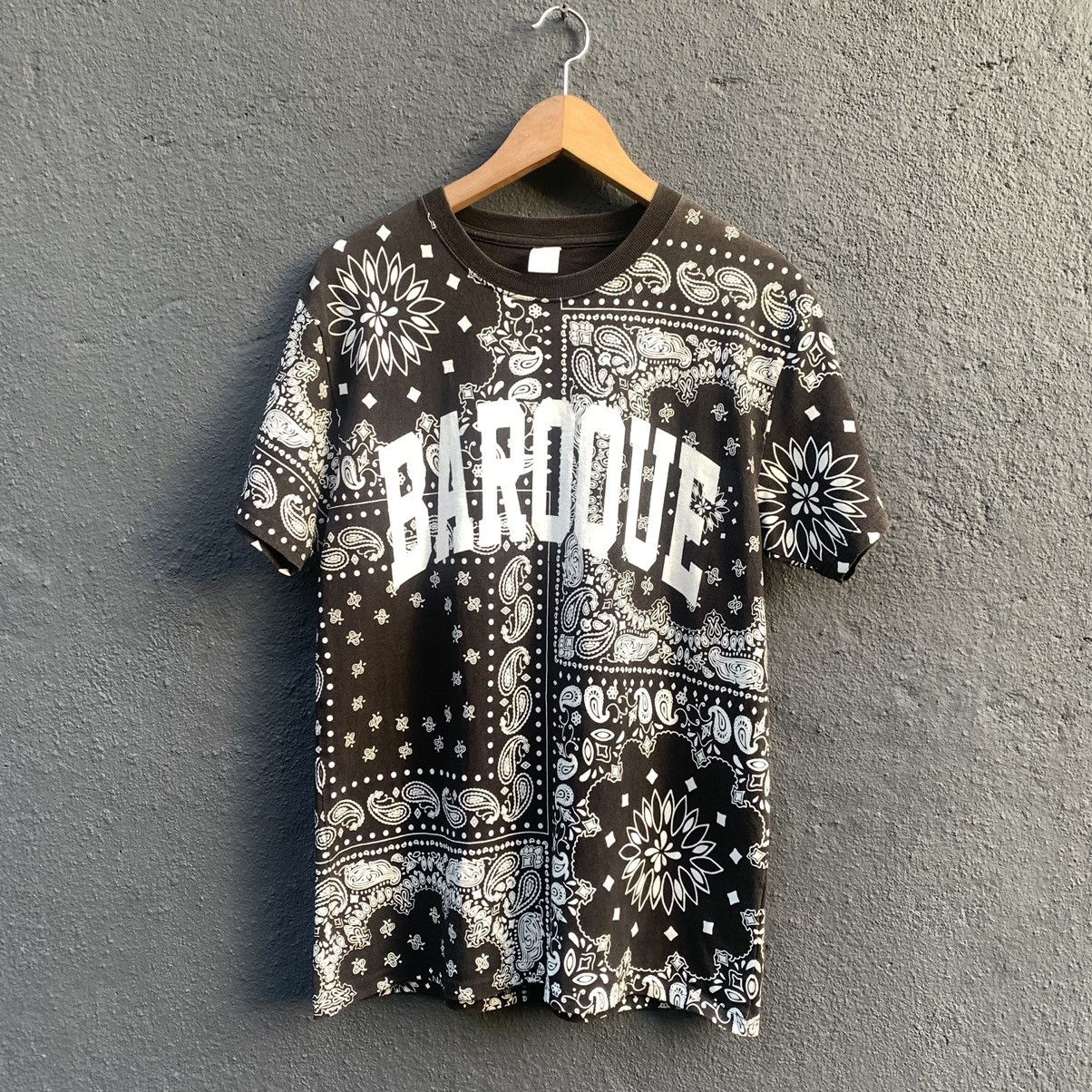 image of Vintage Faded Spinns Paisley Design Tee in Black, Men's (Size Medium)