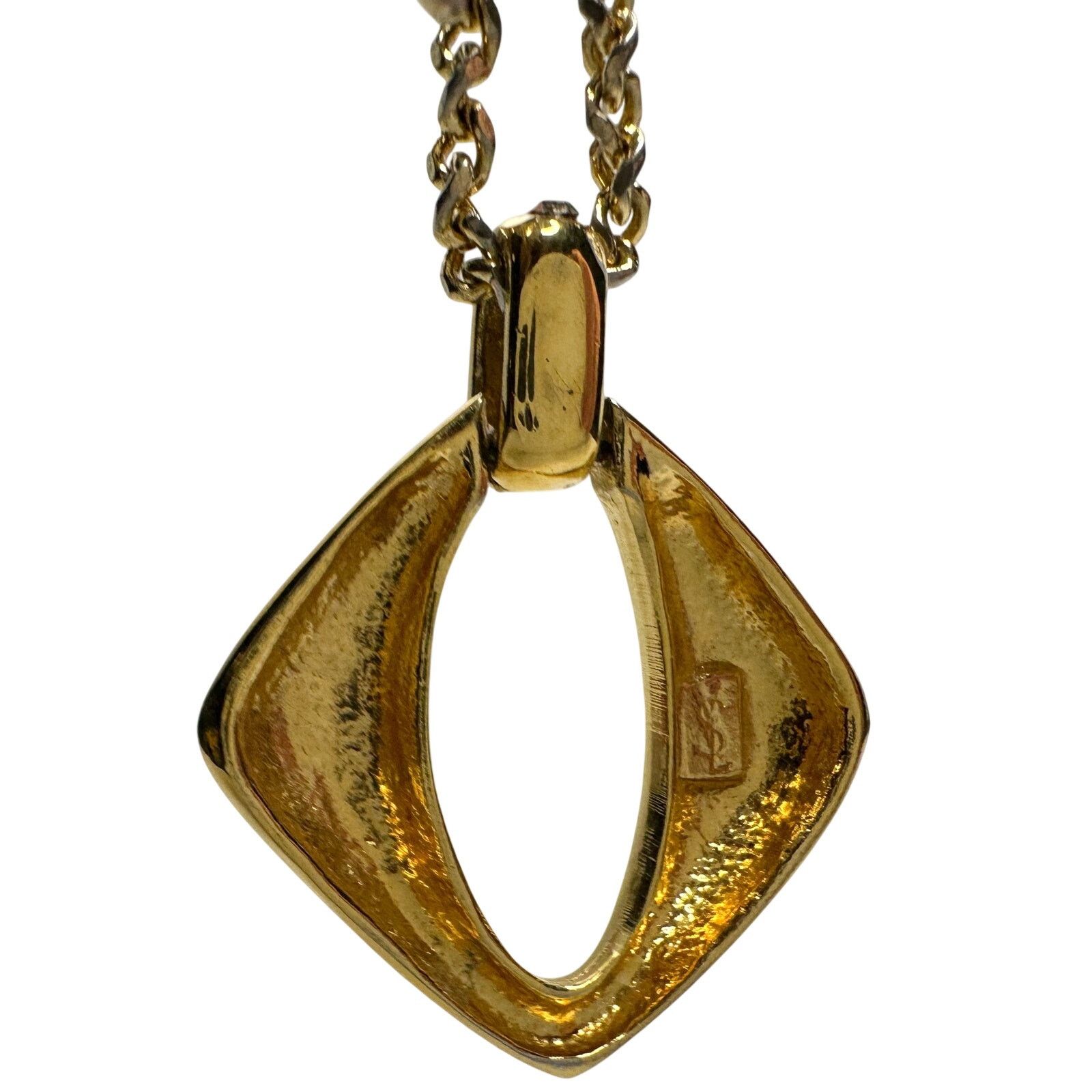 Yves Saint Laurent Yves Saint Laurent (YSL) Gold-Plated Necklace w Rhinestones Size ONE SIZE - 12 Thumbnail