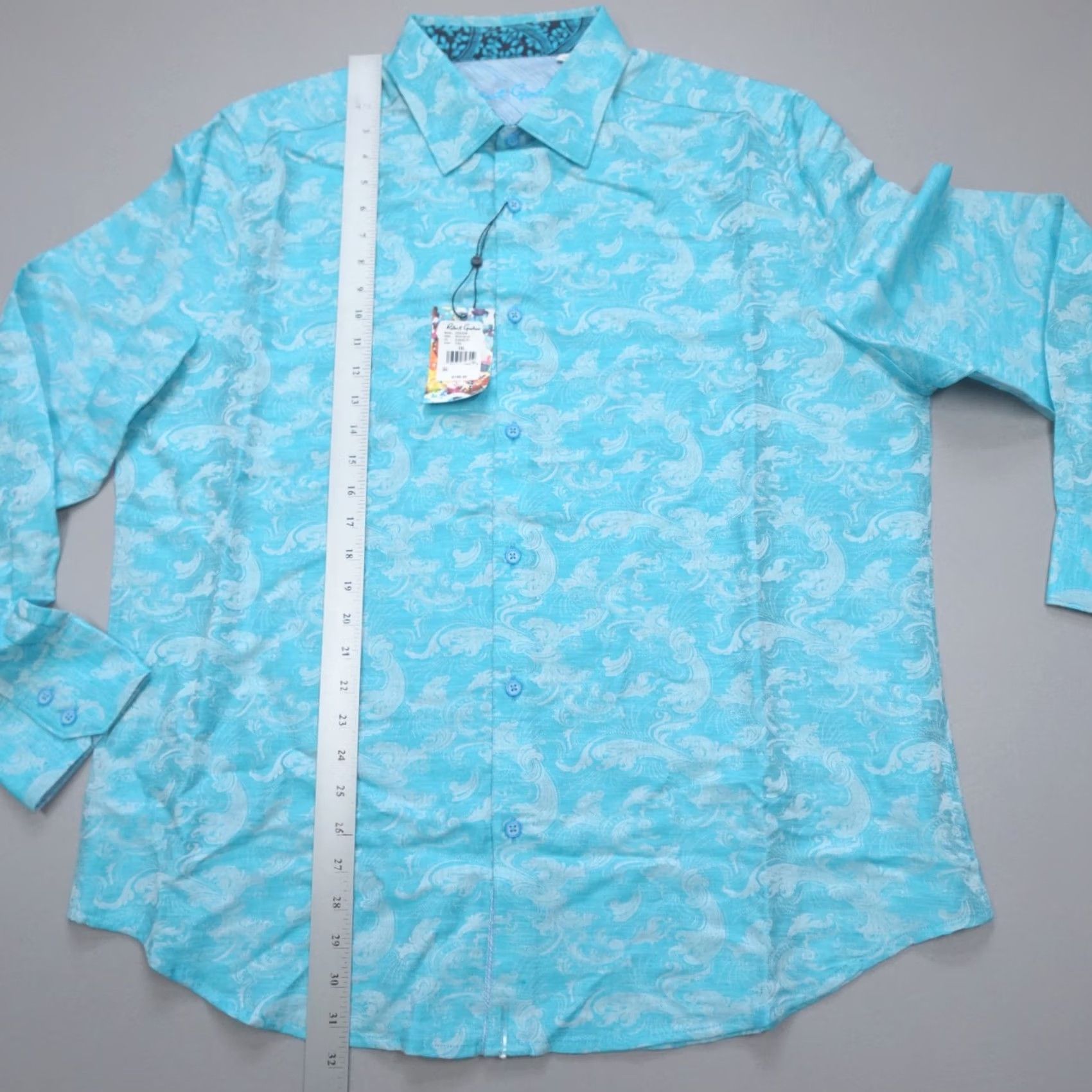 Robert Graham Robert Graham Poseidon Linen Blend Button Up Shirt Paisley Turquoise 2XL Mens Shirt Size US XXL / EU 58 / 5 - 6 Thumbnail