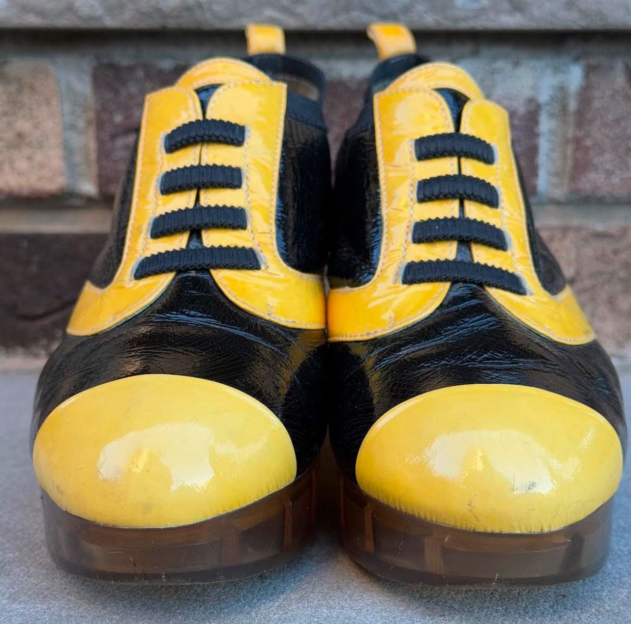Chanel Women's Chanel Black / Yellow Patent Leather Wedge (Size 38) Size US 7.5 / IT 37.5 - 7 Thumbnail