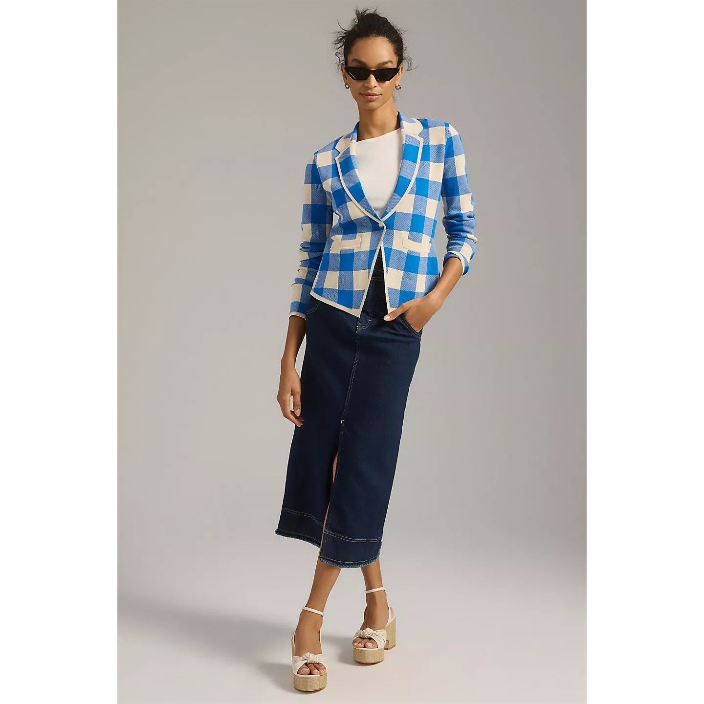 Anthropologie New By Anthropologie Plaid Sweater Blazer $198 X-SMALL 2023 Size XS / US 0-2 / IT 36-38 - 4 Thumbnail