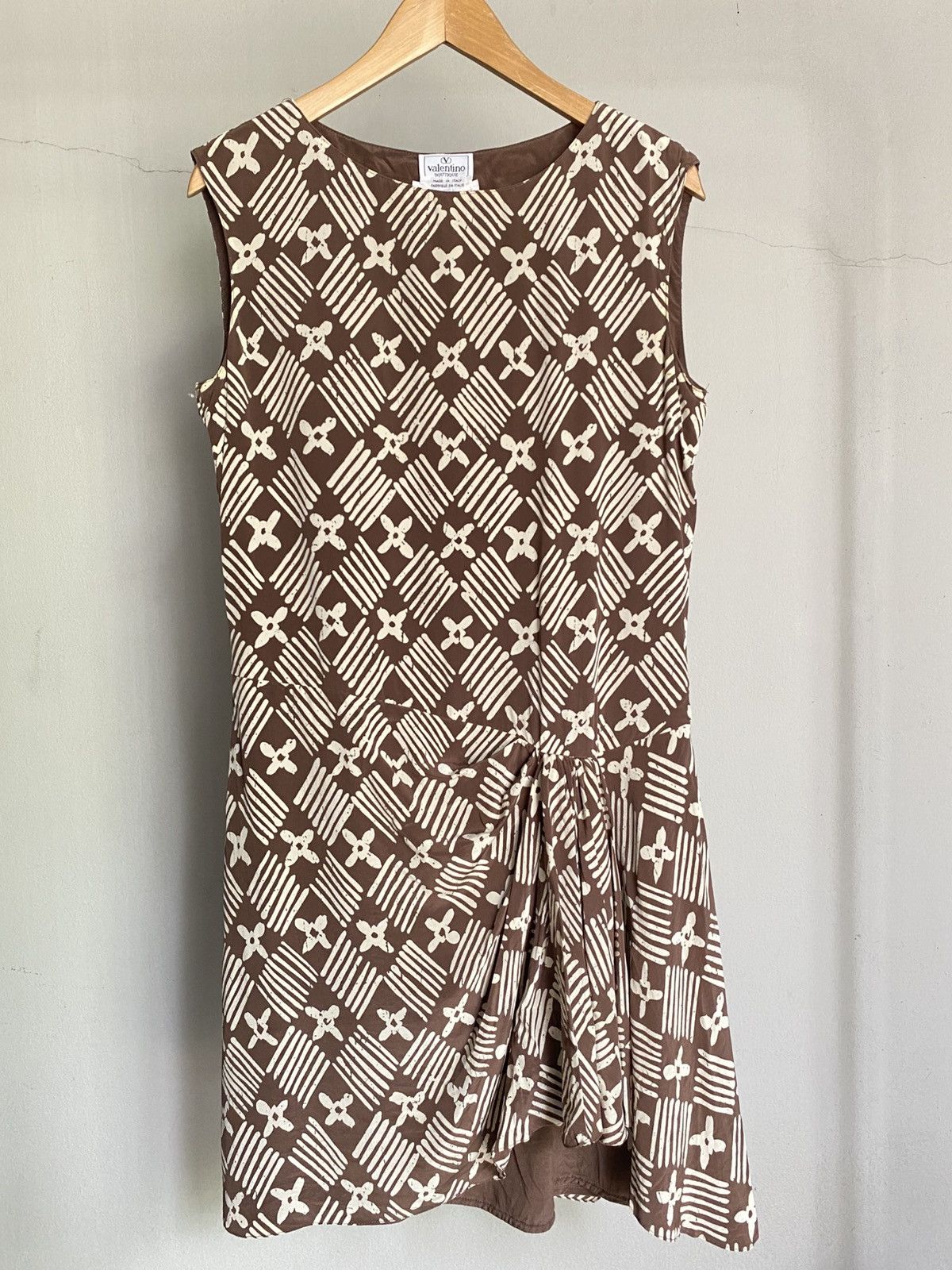 Valentino Valentino Boutique Brown and White Print Mini Dress Size ONE SIZE - 19 Thumbnail