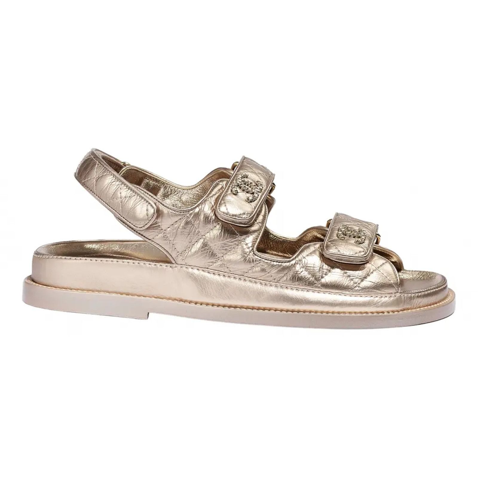 Chanel Chanel 21C Bronze Quilted Chain CC Logo Mule Slide Strap Size US 7 / IT 37 - 1 Thumbnail