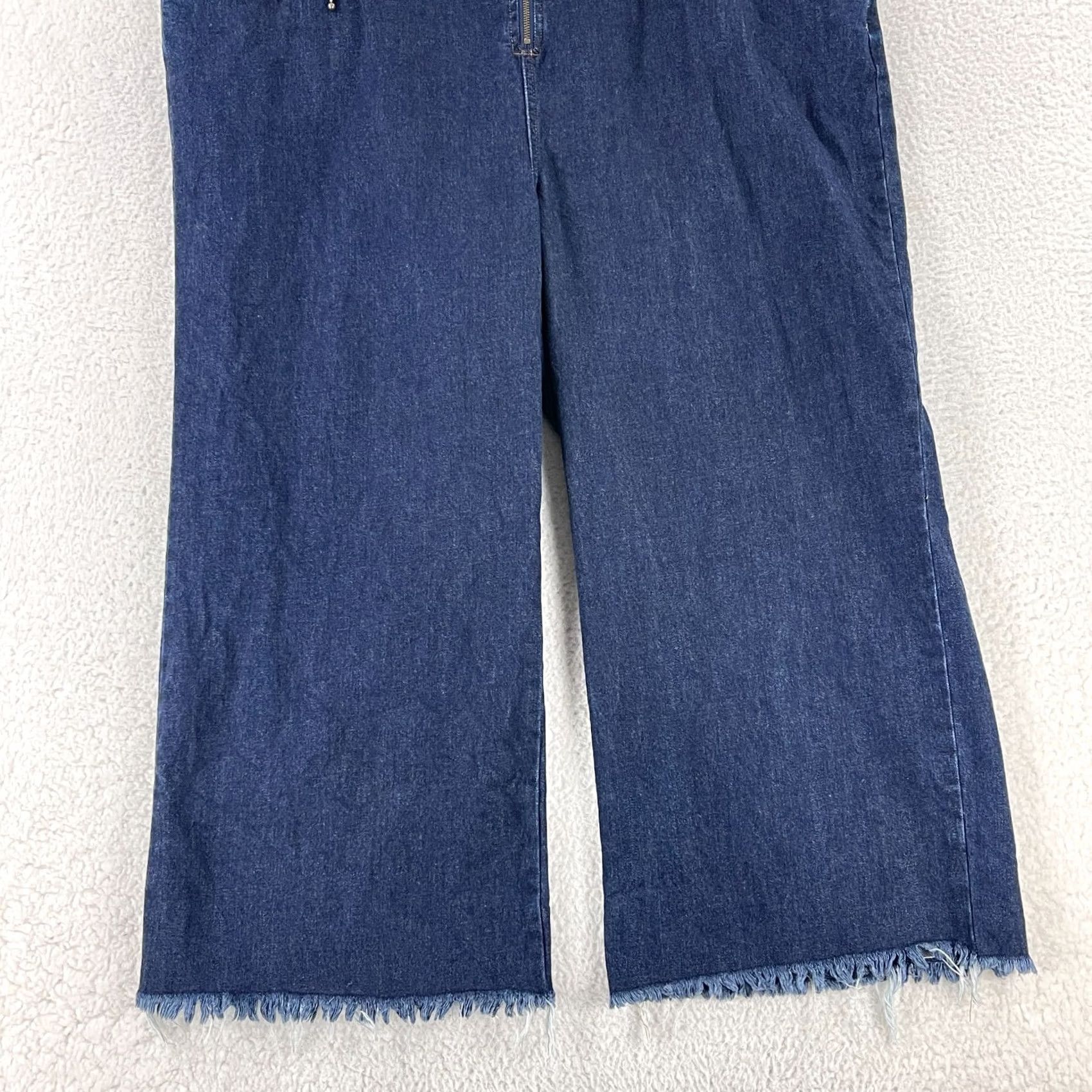 Madewell Madewell x Karen Walker Blazar Zip Jeans Womens Size 37 Wide-Leg Blue Frayed Hem Jeans Size 25" / US 0 / IT 36 - 3 Thumbnail