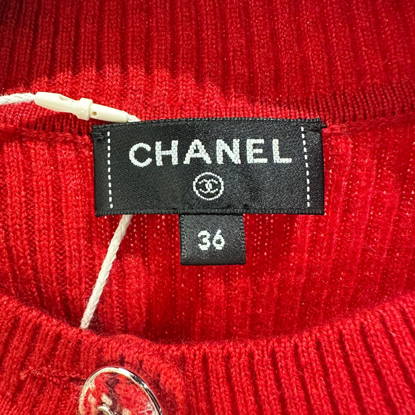 Chanel Chanel 24N Ski Red Check Knit Sweater 36EU apr736 Size XS / US 0-2 / IT 36-38 - 3 Thumbnail